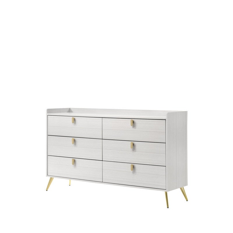 Modern 6-drawer Wooden Dresser with Metal Leg - - 36341187 - Mycitystee