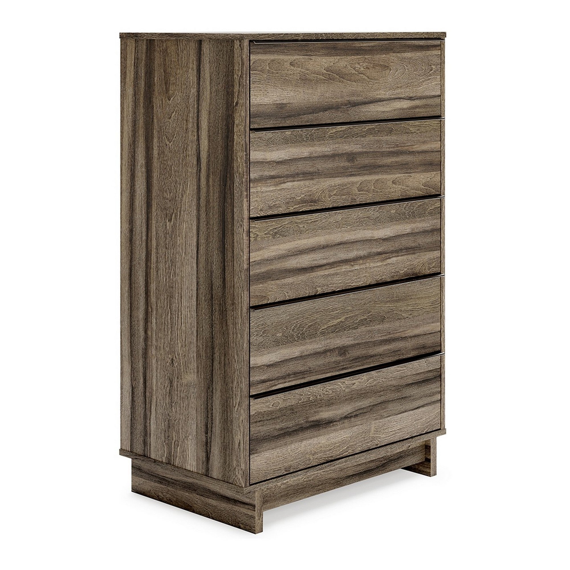 48 Inch Modern 5 Drawer Tall Dresser Chest， Rustic Weathered Brown Frame - - 37962435 - Mycitystee