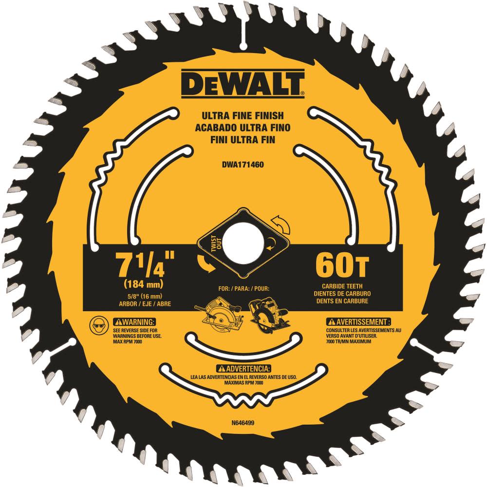 DEWALT 7-1/4-in 60T Blister Saw Blade DWA171460 from DEWALT - Mycitystee
