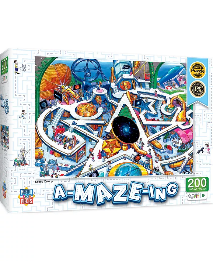MasterPieces Puzzles A-Maze-ing - Space Colony 200 Piece Kids Jigsaw Puzzle - Mycitystee