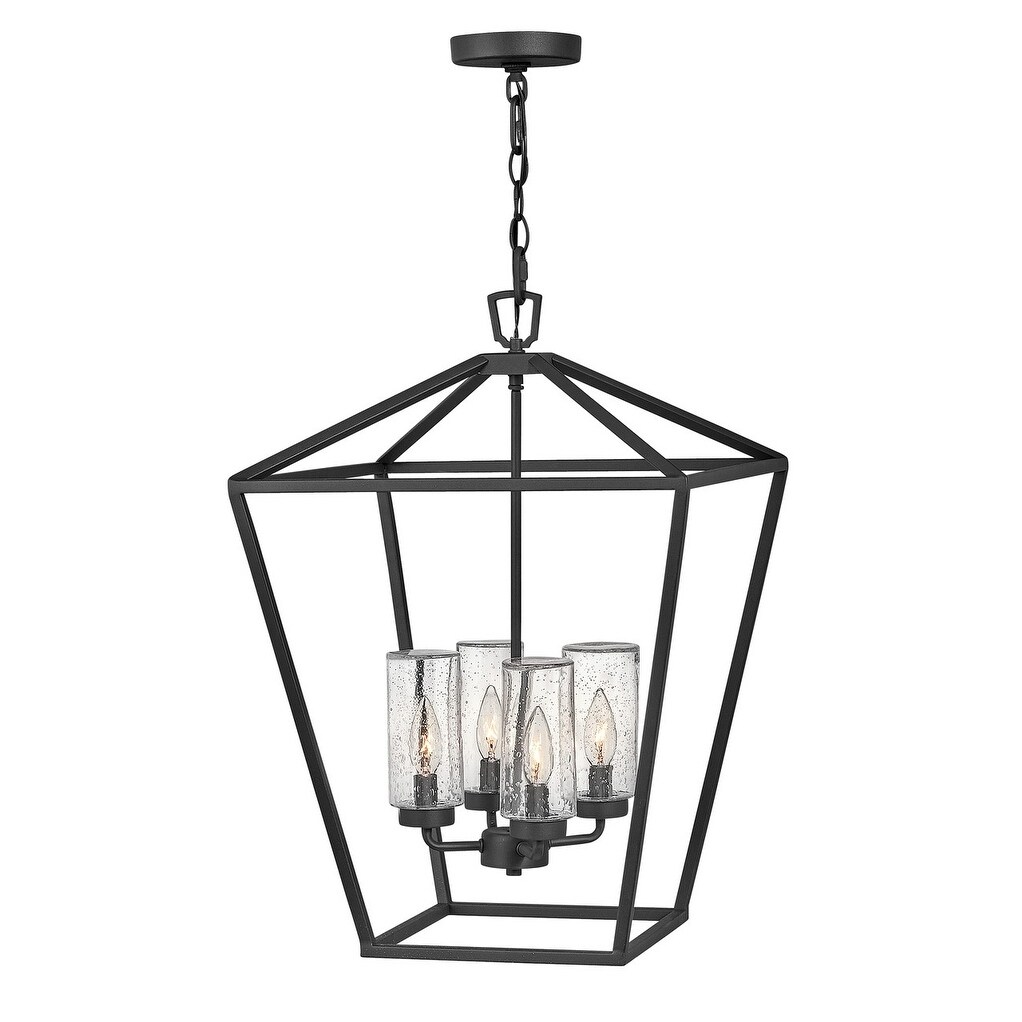 Alford Place 4-Light Medium Hanging Museum Black Outdoor Chandelier - Mycitystee