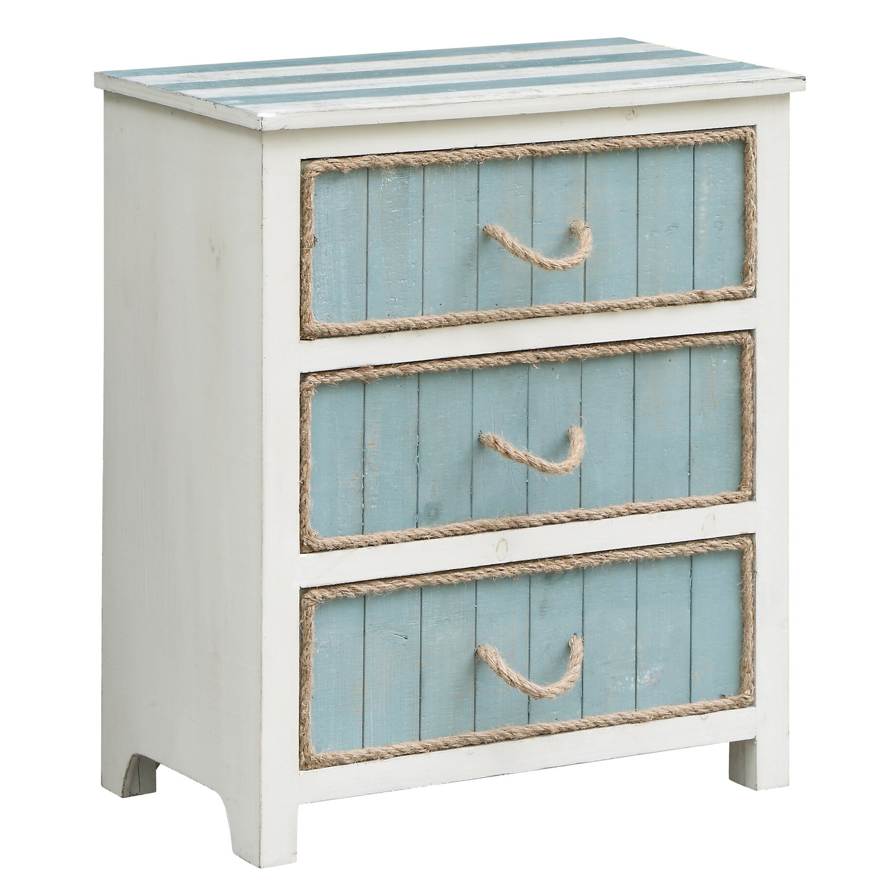 Shore Blue and White Distressed 3-drawer Fir Wood Accent Chest - - 20822333 - Mycitystee