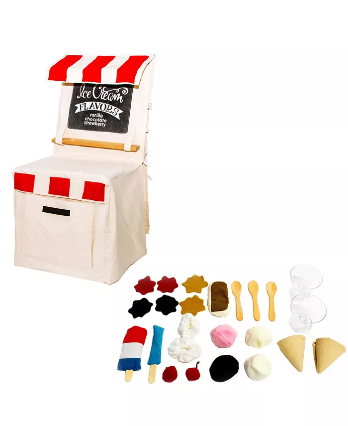Salus Brands PopOhVer Pretend Play Ice Cream Shop Play Innovative Canvas Design Chair Cover Set， 25 Pieces - Mycitystee