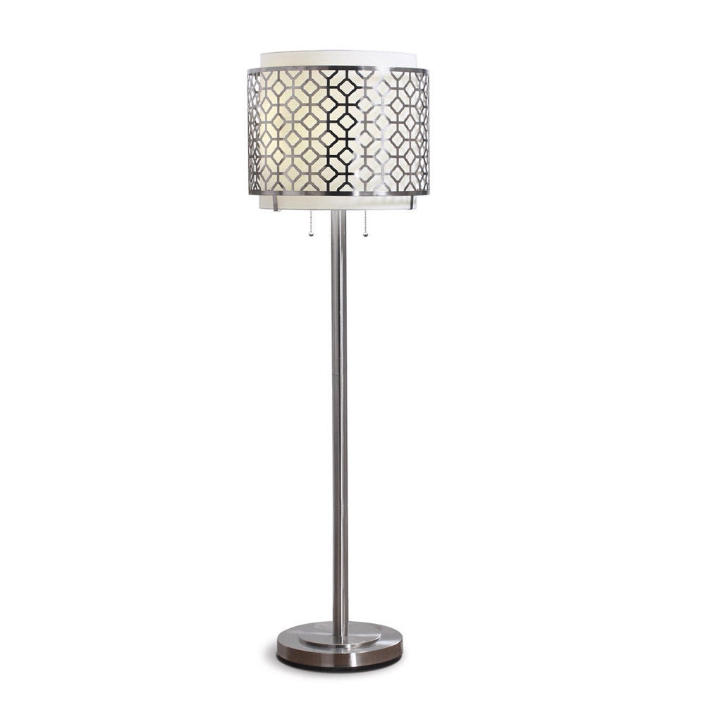 Melrose Brushed Nickel Geometric Floor Lamp - Mycitystee