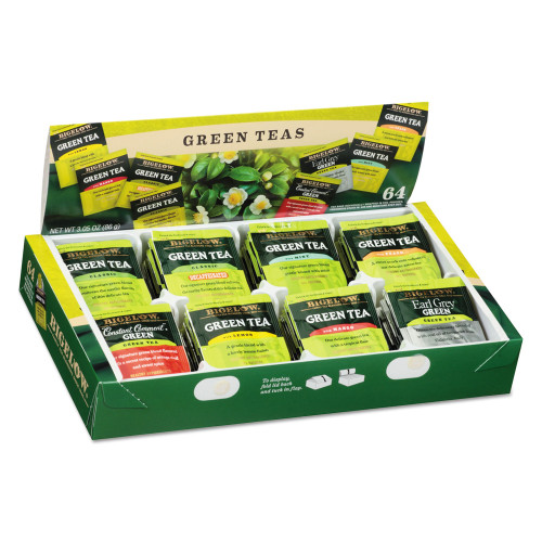 Bigelow Green Tea Assortment， Individually Wrapped， Eight Flavors， 64 Tea Bags/Box (30568) - Mycitystee