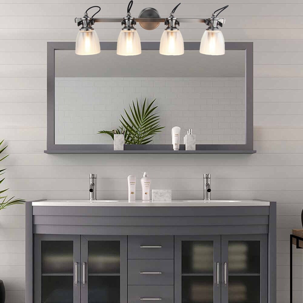 Wiersma 4-Light Dimmable Brushed Nickel Vanity Light - Brushed Nickel - Mycitystee