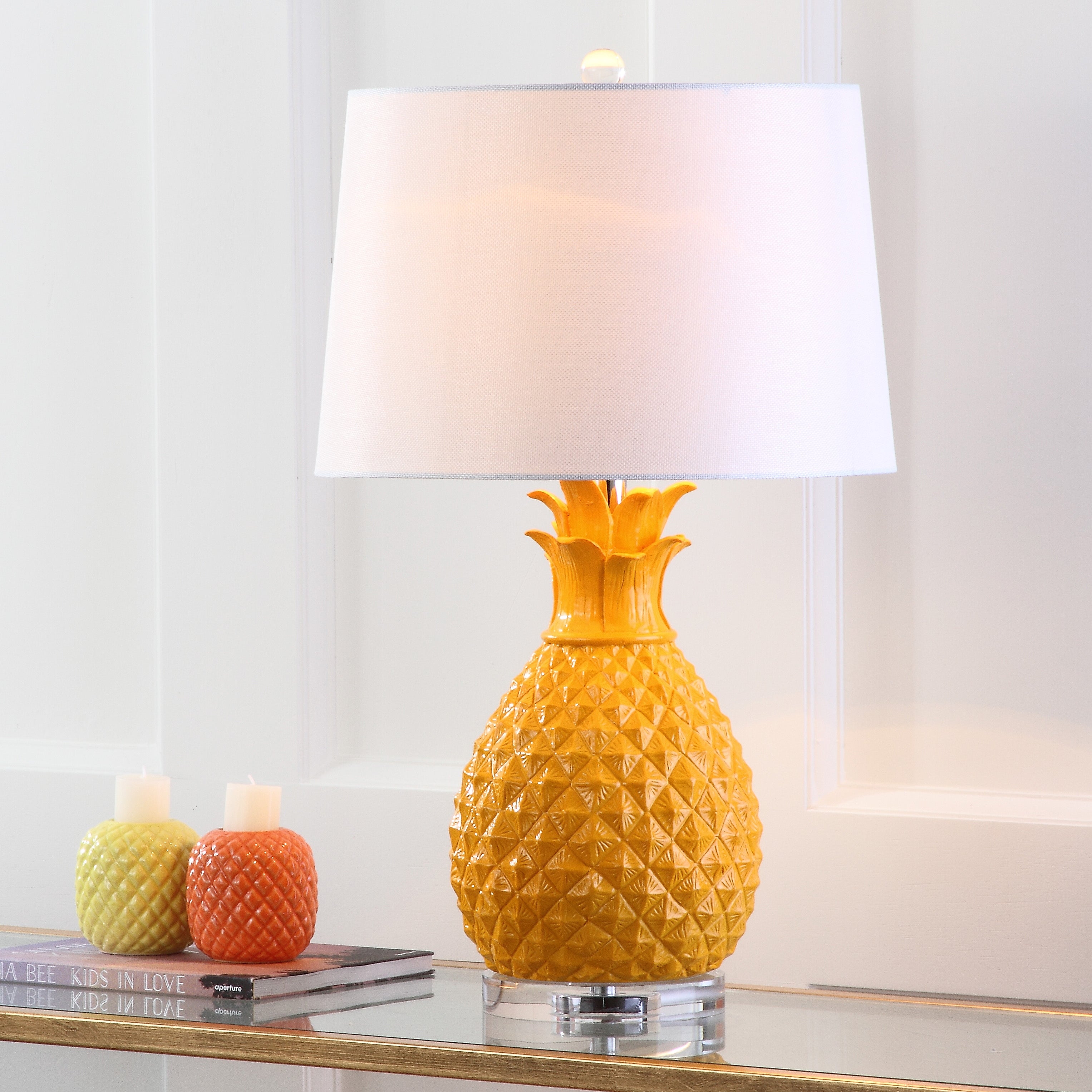 SAFAVIEH Lighting 27-inch Kelly Pineapple Orange Table Lamp (Set of 2) - 15