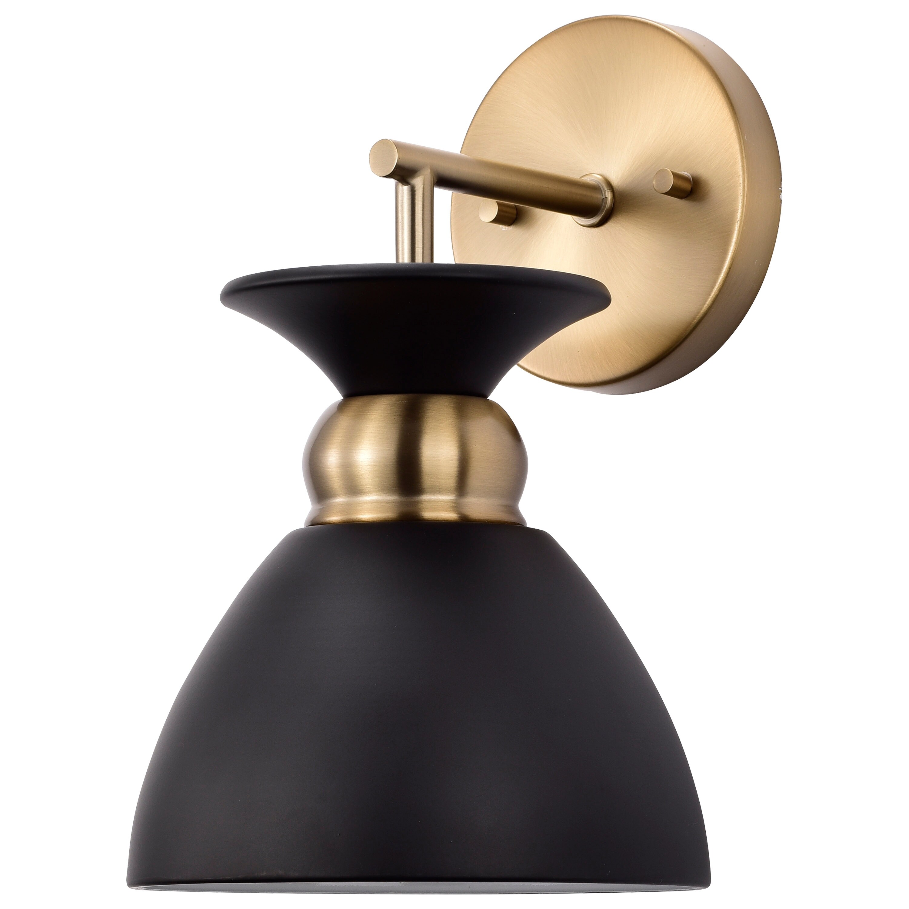 Perkins 1 Light Wall Sconce Matte Black with Burnished Brass - Mycitystee