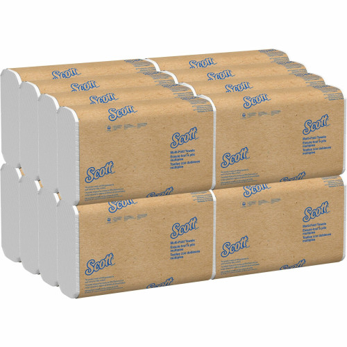 Scott Essential Multi-Fold Towels， Absorbency Pockets， 9.2 x 9.4， White， 250/Pack， 16 Packs/Carton (01840) - Mycitystee