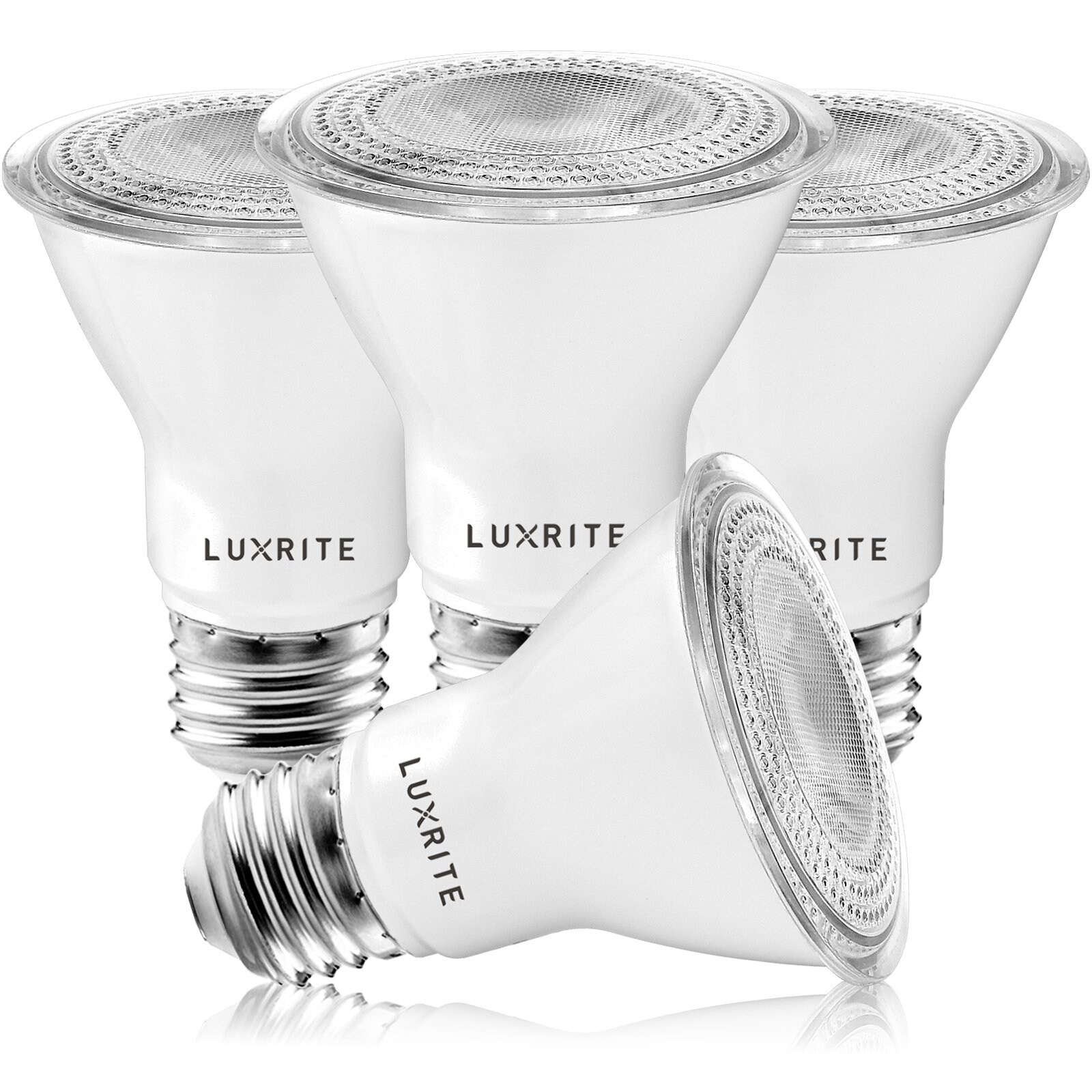 Luxrite 4 Pack PAR20 LED Spotlight Bulb， 7W=50W， Dimmable， Indoor Outdoor， 500 Lumens， Wet Rated， E26 Base， UL Listed - Mycitystee