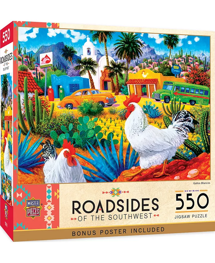 MasterPieces Puzzles Roadsides of the Southwest - Gallos Blancos 550 Piece Puzzle - Mycitystee