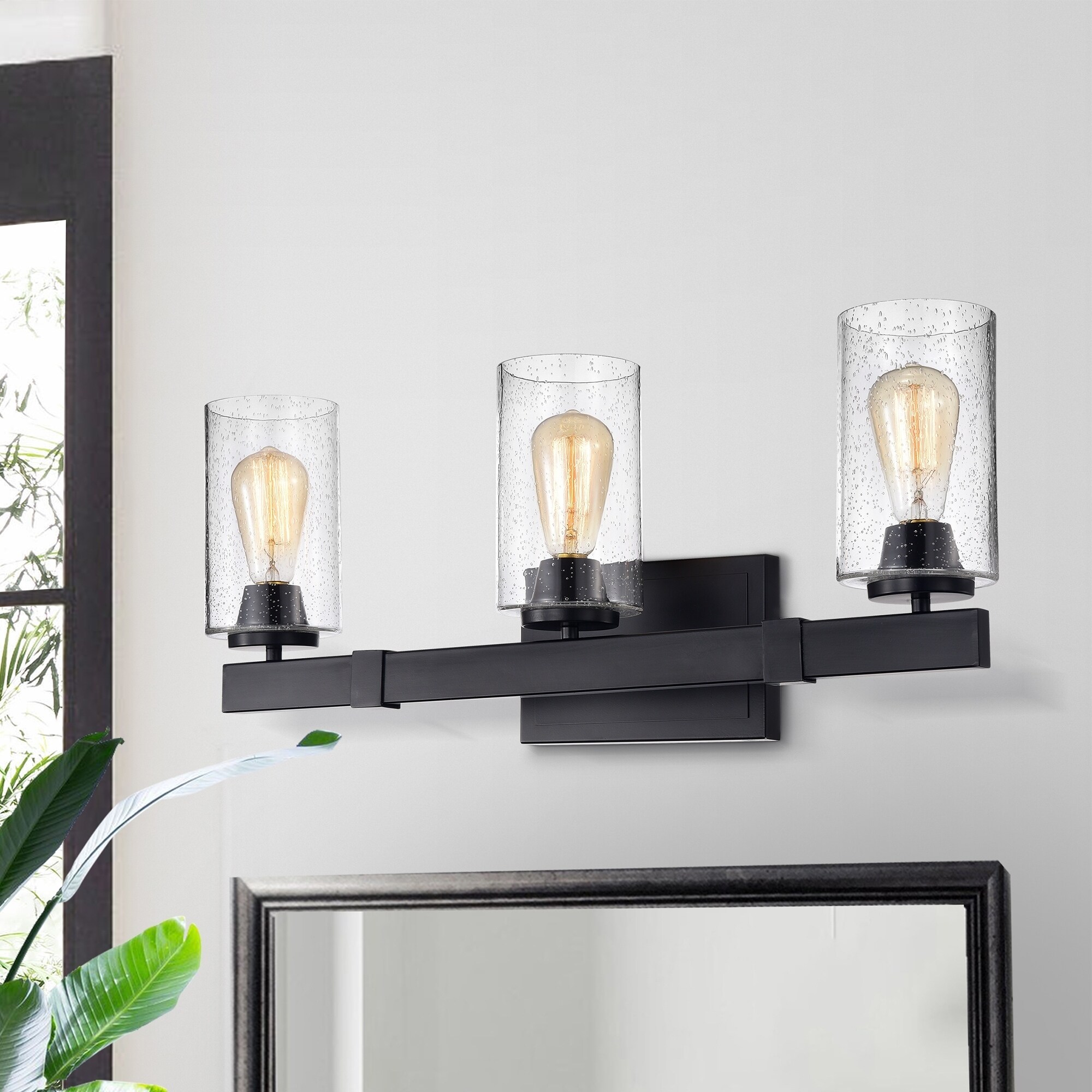 Melchie Matte Black 3-light Wall Sconce with Bubble Glass Shades - Mycitystee