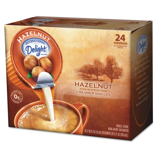 International Delight Coffee Creamer， Hazelnut， 0.4375 oz Liquid， 24/Box (100680) - Mycitystee