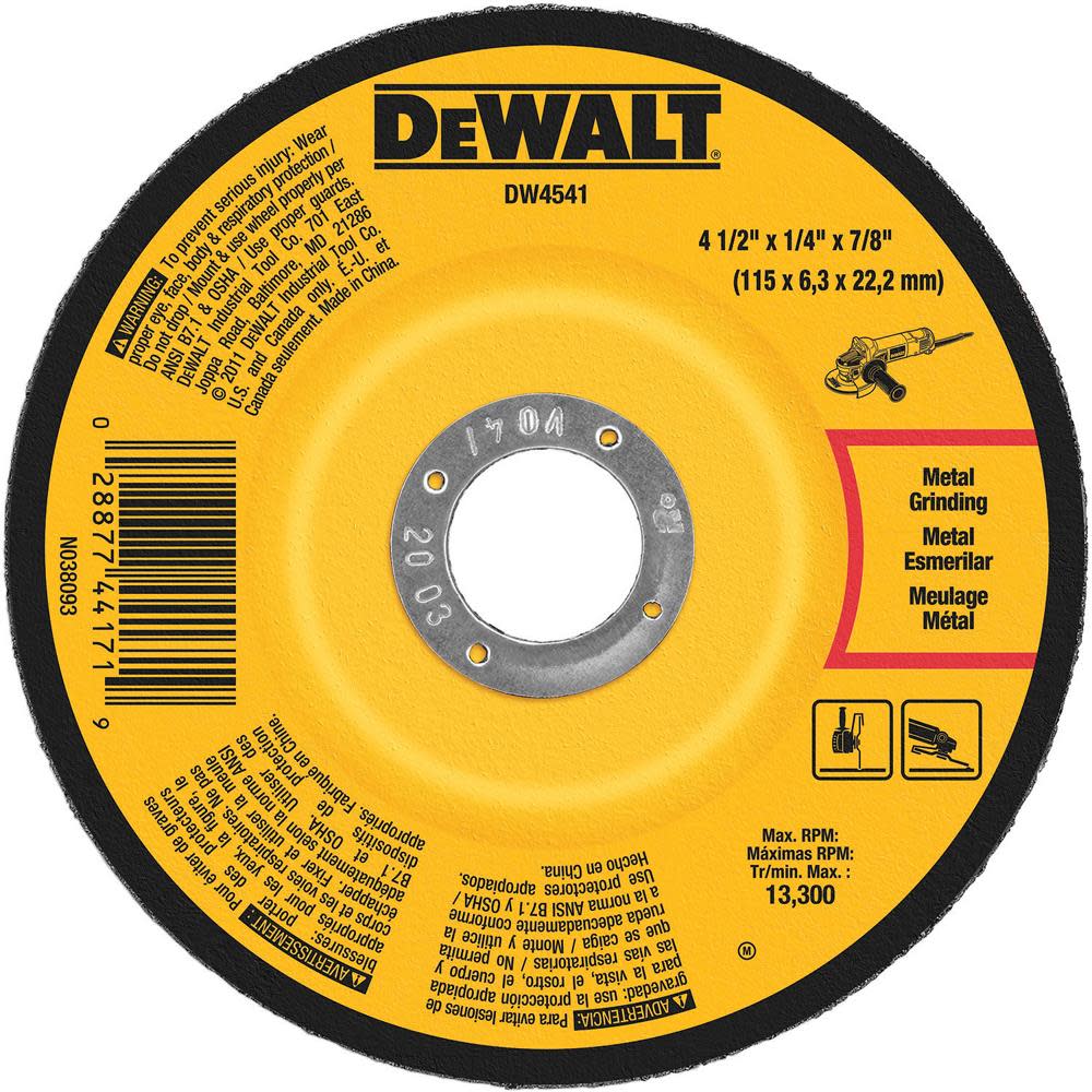 DEWALT 4-1/2 In. x 1/4 In. x 7/8 In. Fast Cutting Abrasive DW4541 from DEWALT - Mycitystee