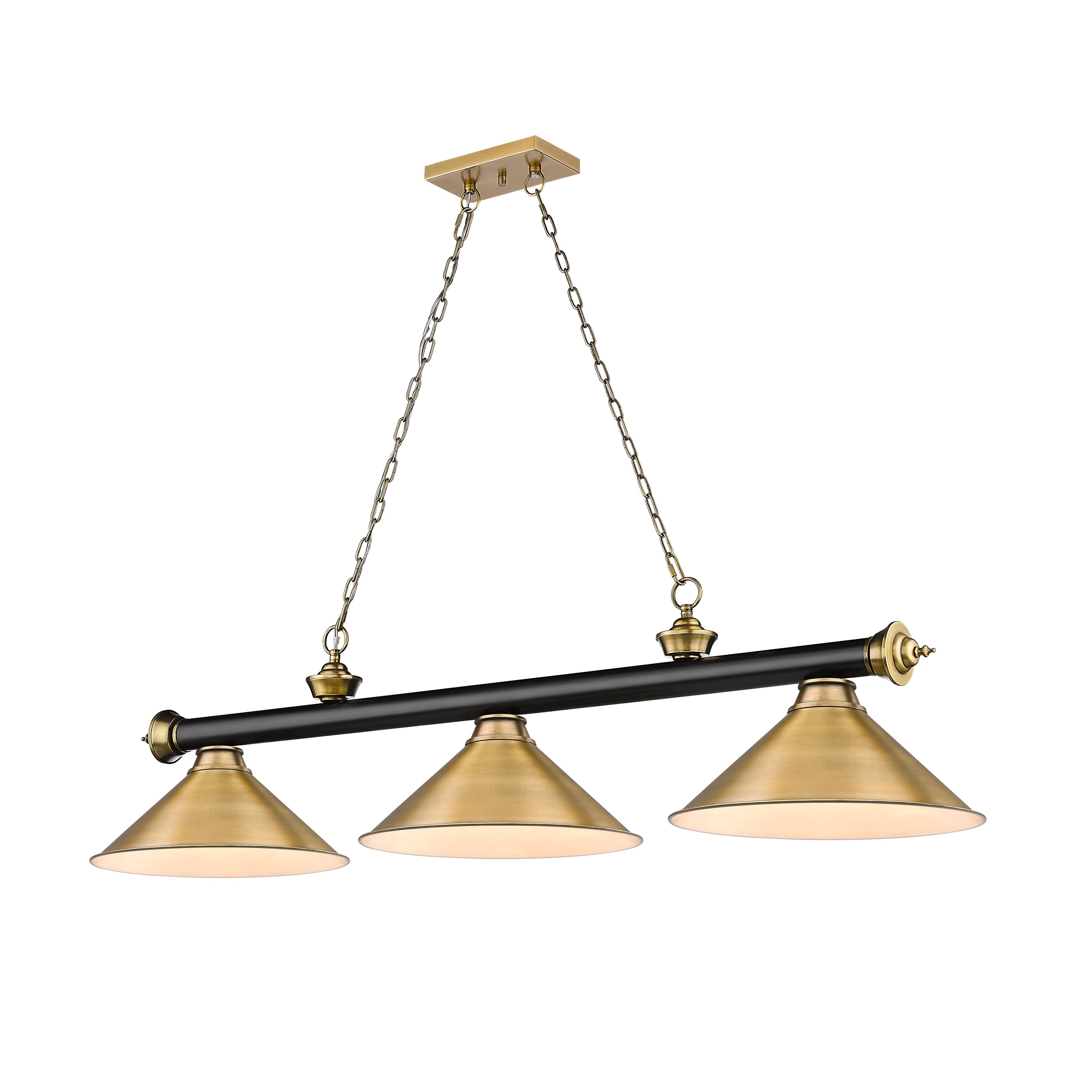 Cordon 3 Light Billiard - Matte Black + Rubbed Brass - Mycitystee