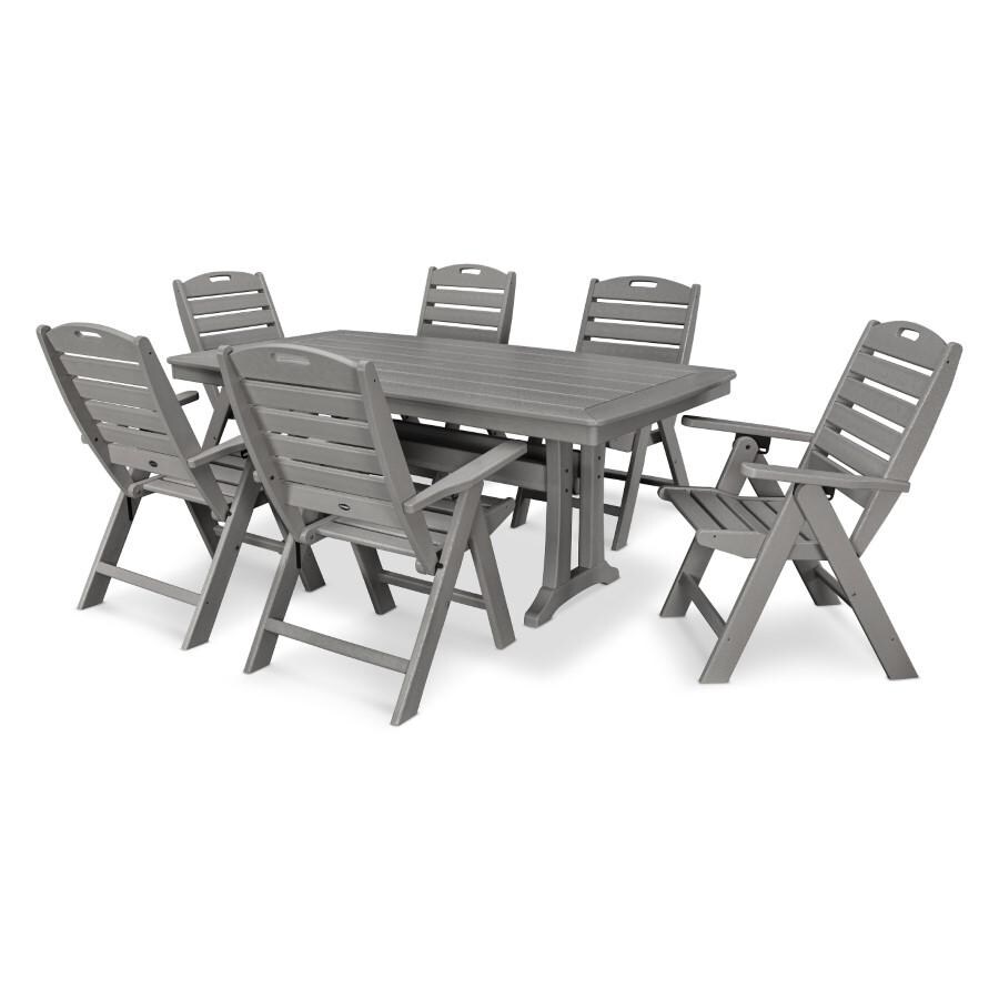 POLYWOOD 7-Piece Nautical Dining Set in Slate Grey - Mycitystee