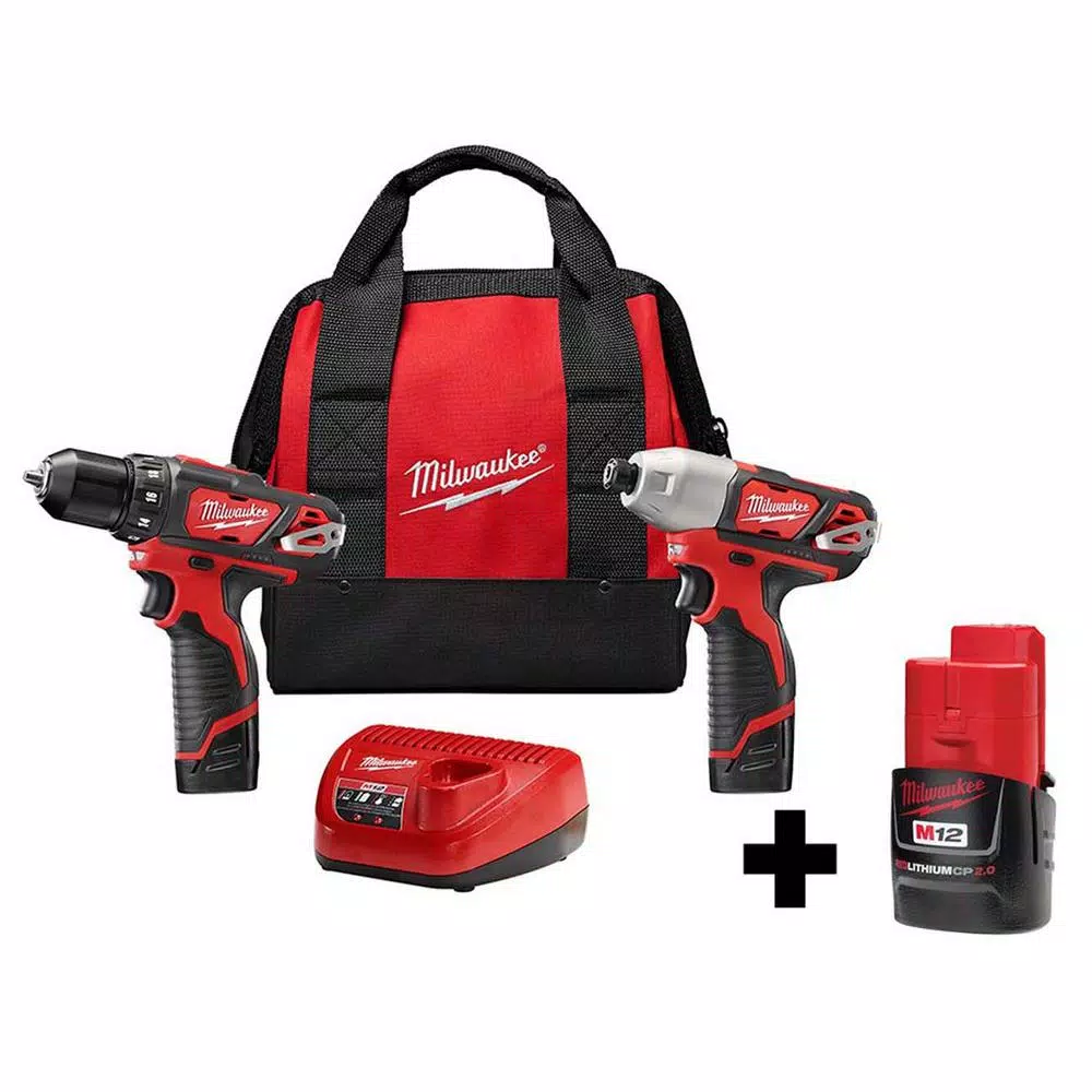Milwaukee M12 12-Volt Lithium-Ion Cordless Drill Driver/Impact Driver Combo Kit (2-Tool)W/ Free M12 2.0Ah Compact Battery and#8211; XDC Depot - Mycitystee