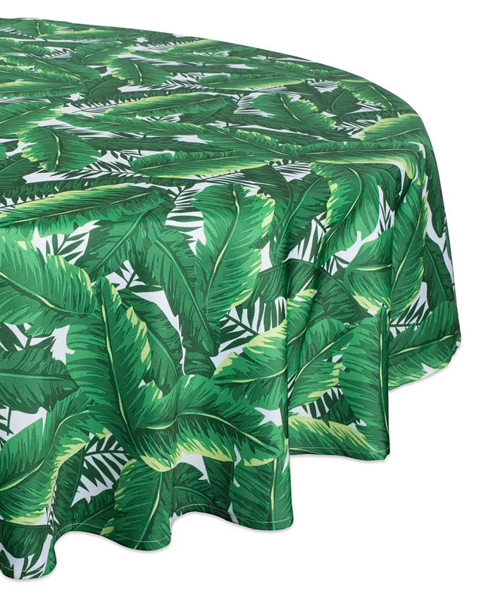 Design Imports Banana Leaf Outdoor Tablecloth with Zipper 60