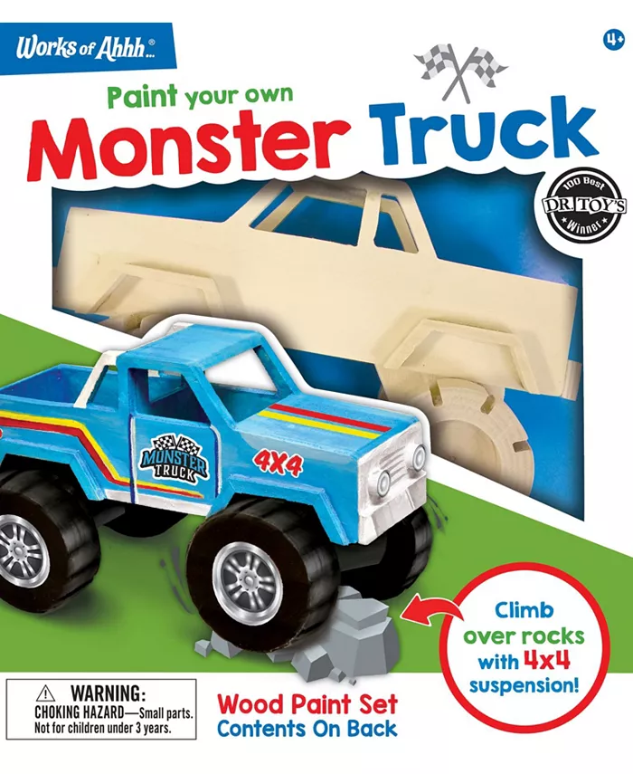 MasterPieces Puzzles Works of Ahhh Craft Set - Monster Truck Premium Wood Paint Kit - Mycitystee