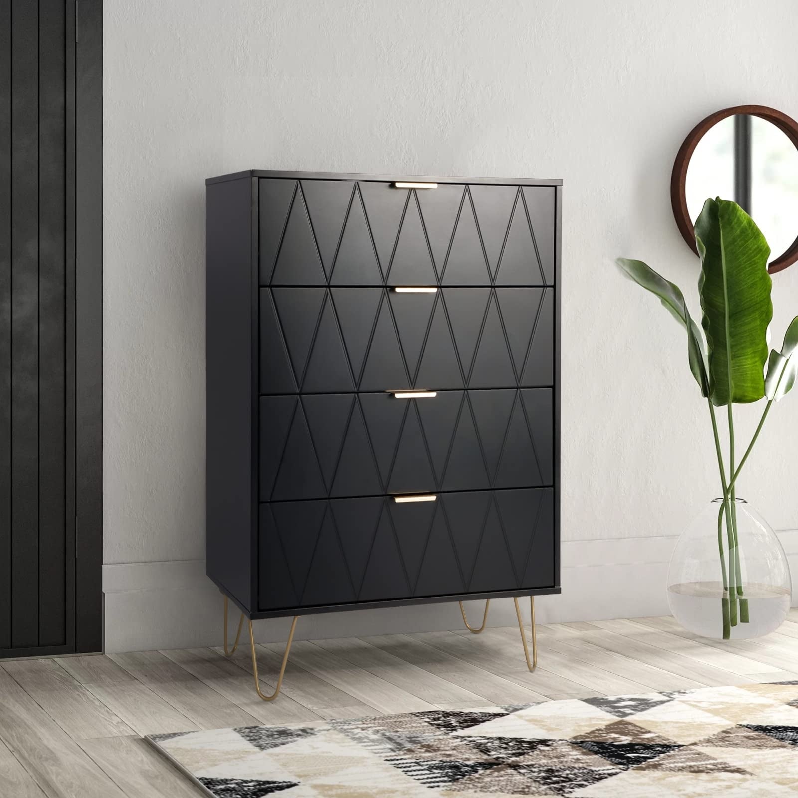 New 4 Drawer Dresser，Chest of Drawers，Wooden Dresser with 4 Metal Legs，Tall Dresser with Anti-Tipping Device - as picture - - 37668646 - Mycitystee