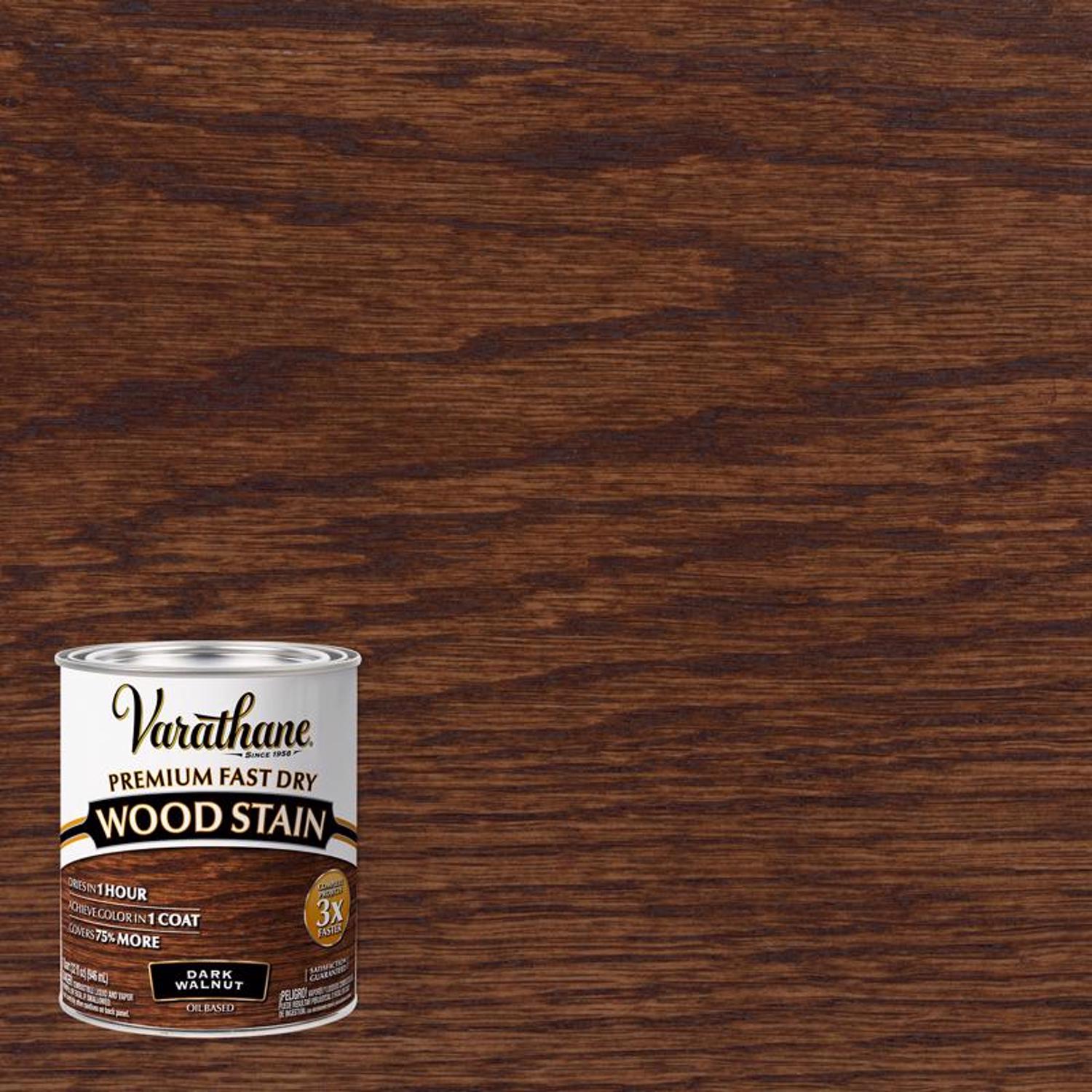 Varathane Semi-Transparent Dark Walnut Oil-Based Urethane Modified Alkyd Fast Dry Wood Stain 1 qt - Mycitystee