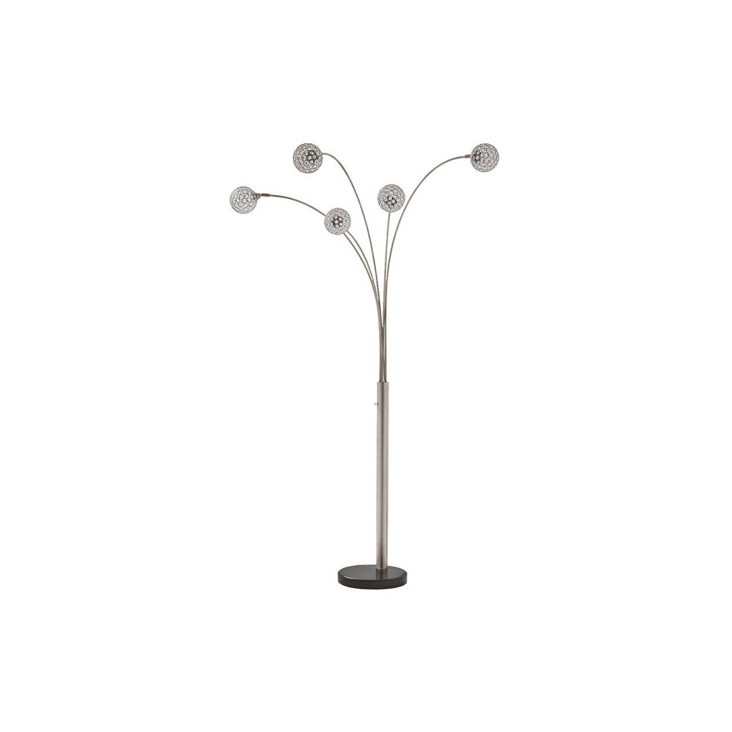 Contemporary Metal Arc Acrylic Bead Lamp with Circular Leg Base， Silver - Mycitystee