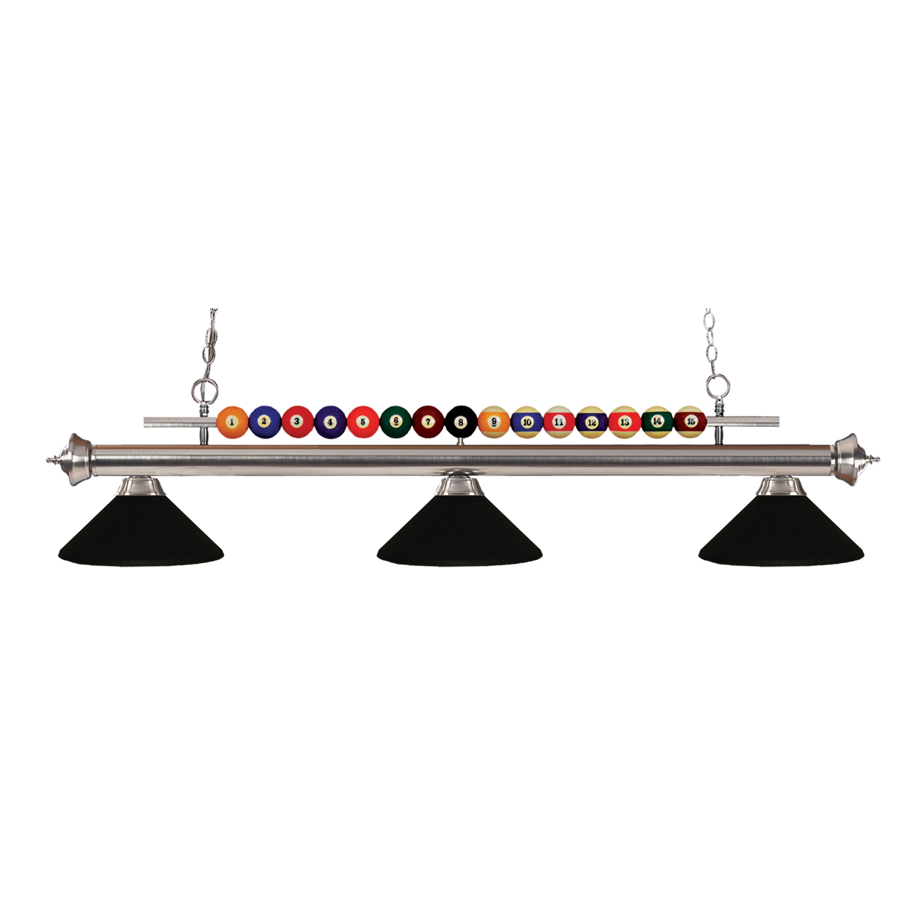 Avery Home Lighting Shark 3-light Island/Billiard Matte Black-finished Light - Black - Brushed Nickel - Mycitystee