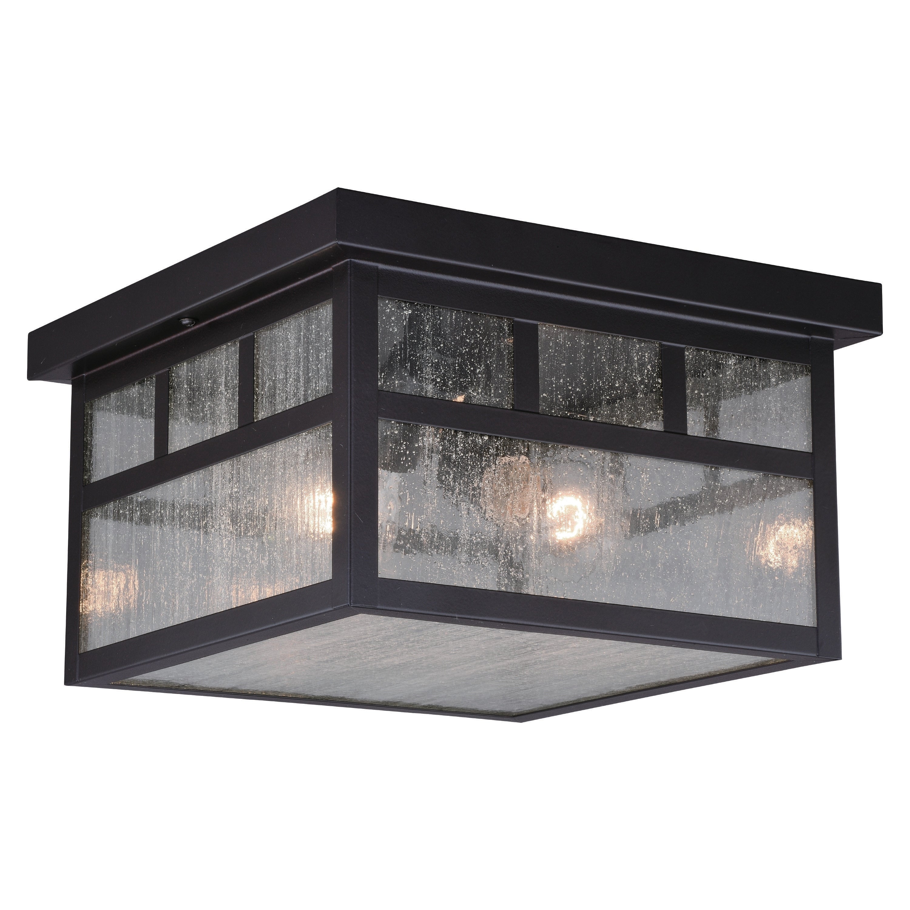 Mission Bronze Square Outdoor Flush Mount Ceiling Light Clear Glass - 11.5-in W x 7-in H x 11.5-in D - Mycitystee