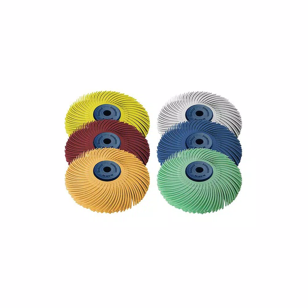 Dedeco Sunburst 3 in. x 1/4 in. 3-Ply Radial Discs Assortment Arbor Thermoplastic Cleaning and Polishing Tool (6-Piece) and#8211; XDC Depot - Mycitystee