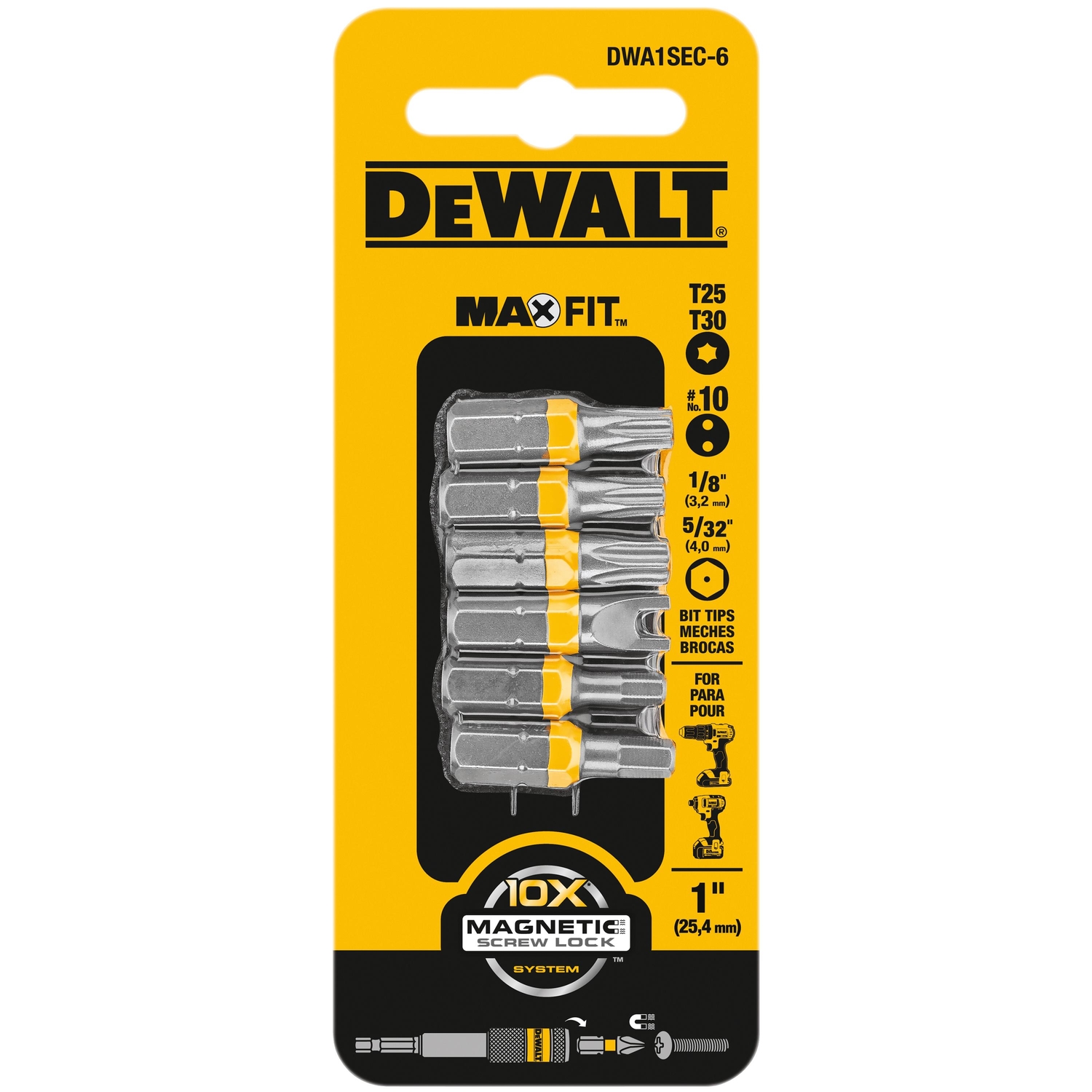 DeWalt Max Fit Assorted 1 in. L Security Bit Set Steel 6 pc - Mycitystee