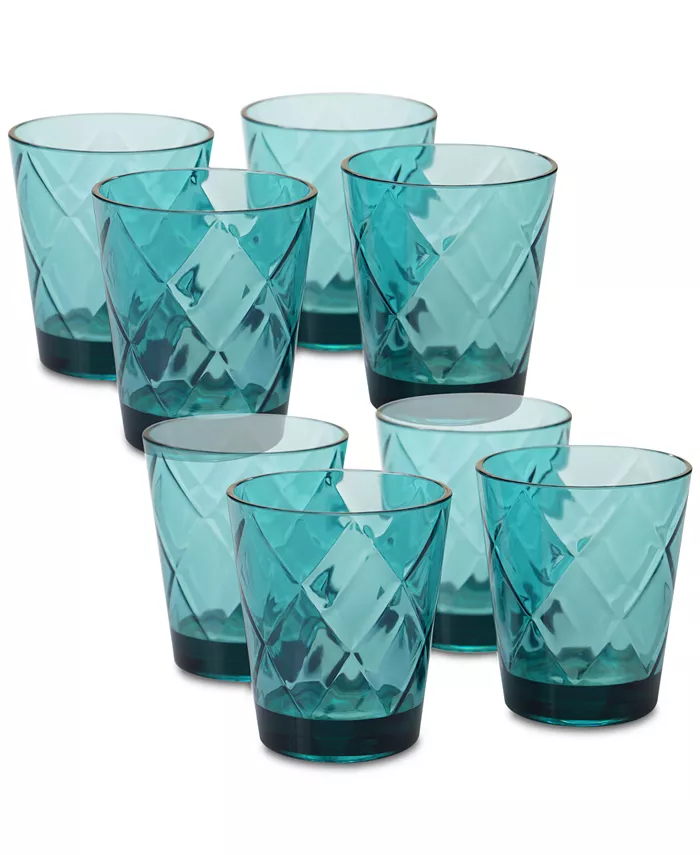 Certified International Teal Diamond Acrylic8-Pc. Double Old Fashioned Glass Set - Mycitystee