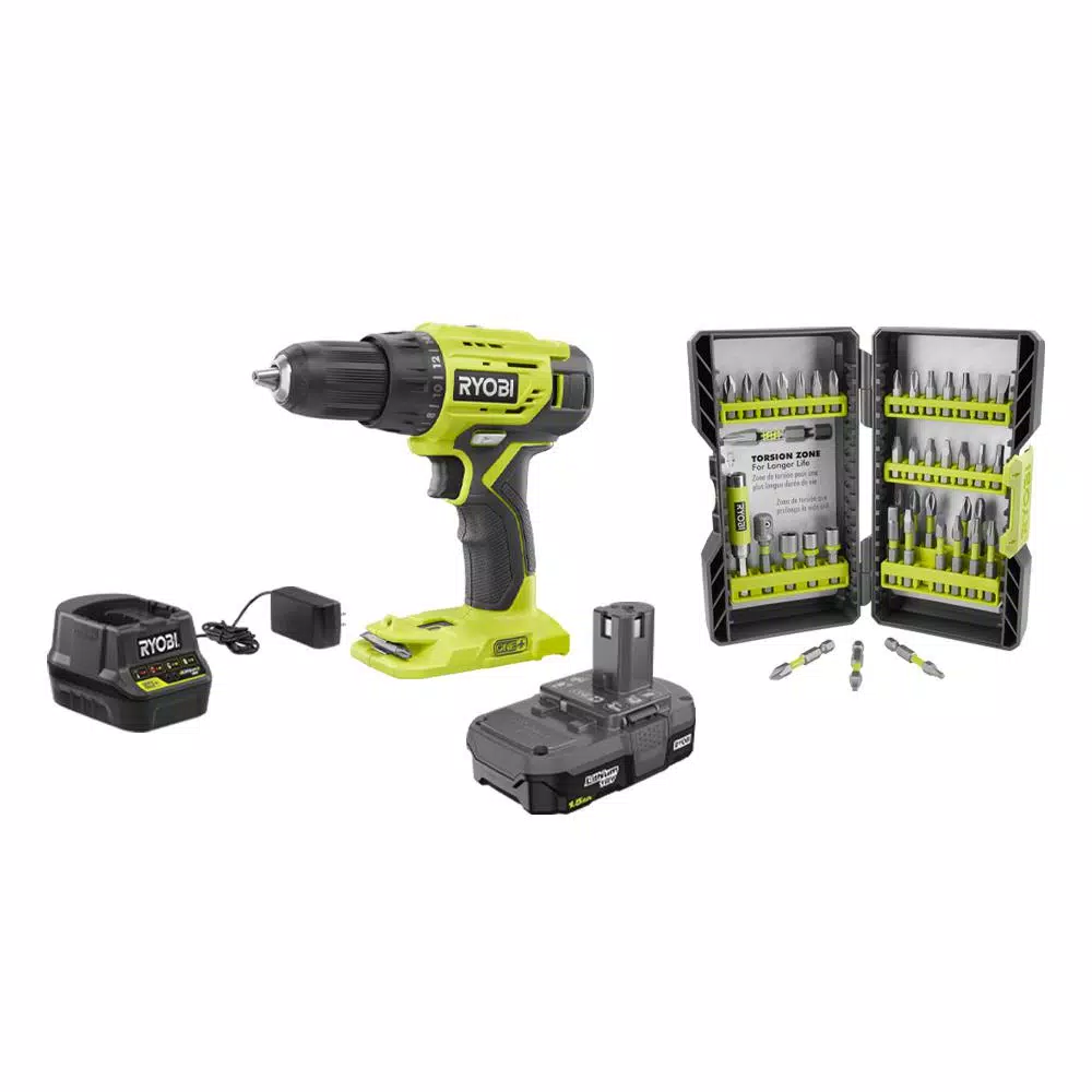 RYOBI 18-Volt Cordless ONE+ 1/2 in. Drill/Driver Kit w/(1) 1.5 Ah Battery and Charger and Impact Rated Driving Kit (40-Piece) and#8211; XDC Depot - Mycitystee