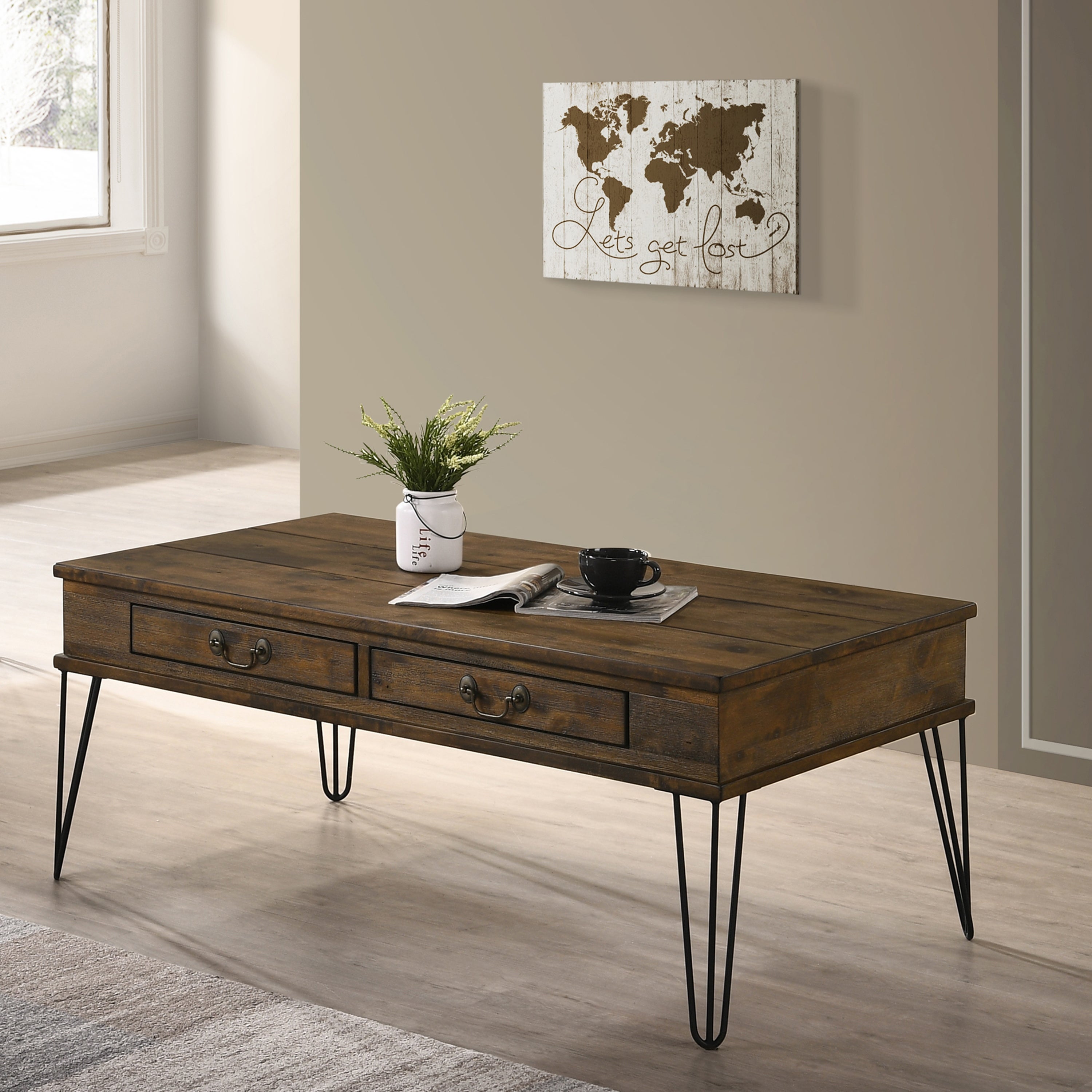Furniture of America Perrin Urban Oak 43-inch 2-drawer Coffee Table - Mycitystee