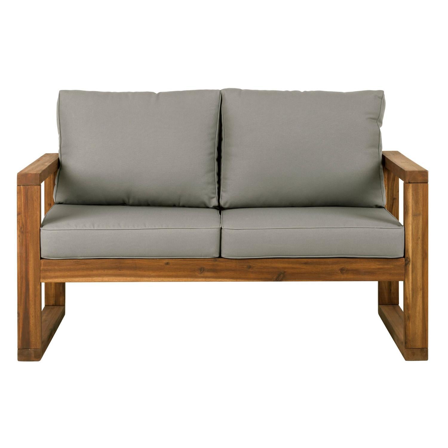 Ultimate Patio Window Bay Acacia Patio Loveseat W/ Gray Cushions - Mycitystee