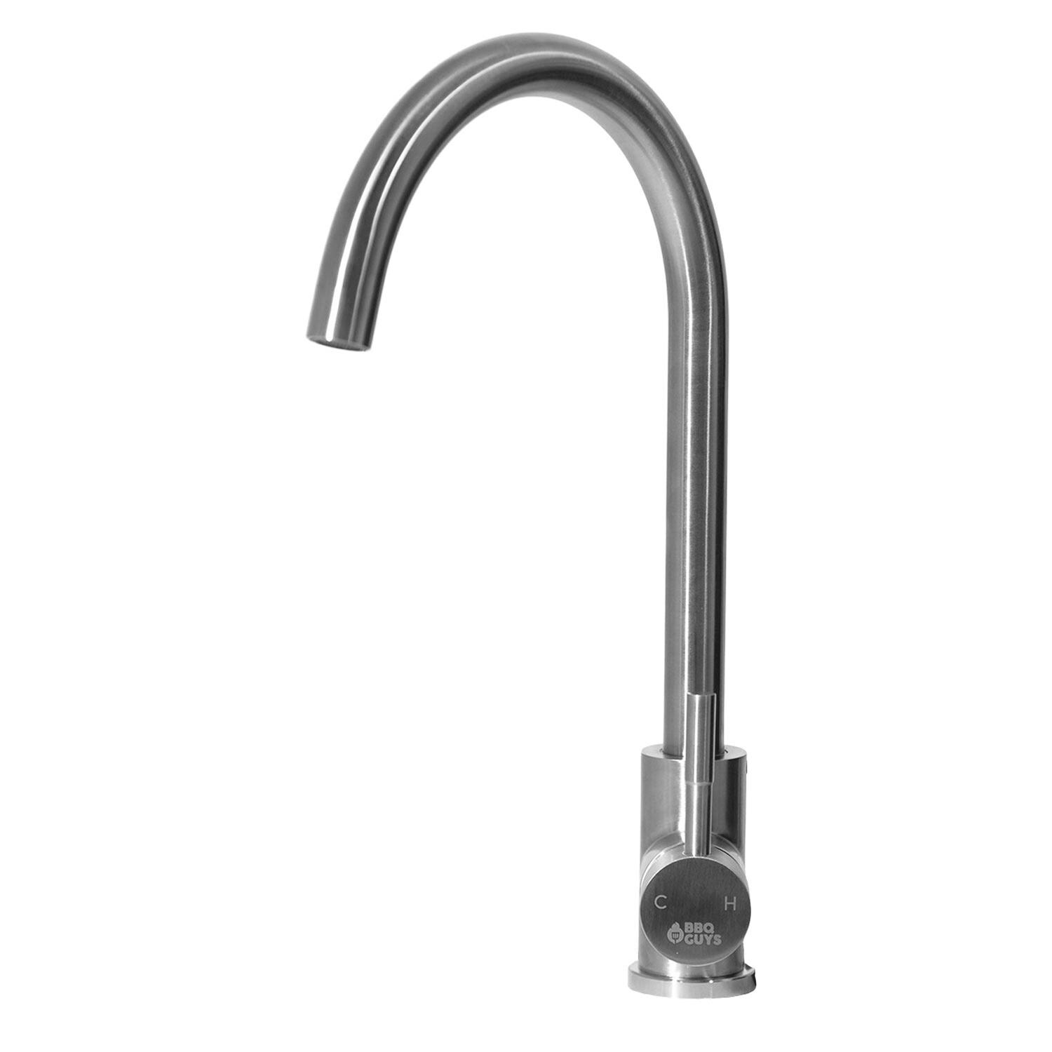 Signature Stainless Steel Outdoor Single Handle Gooseneck Hot/Cold Faucet - Mycitystee