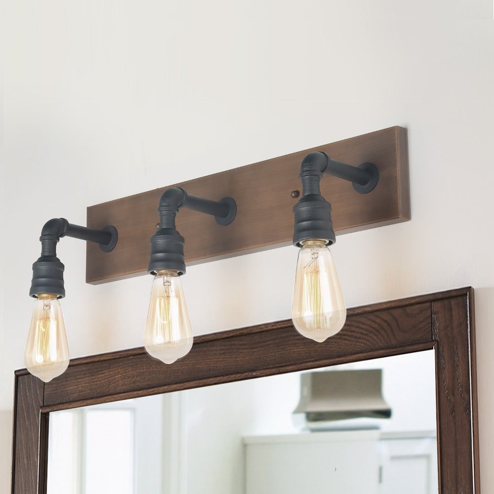 Carbon Loft 3-light Water Pipe Wall Sconce Industrial Vanity Lighting - W22.2