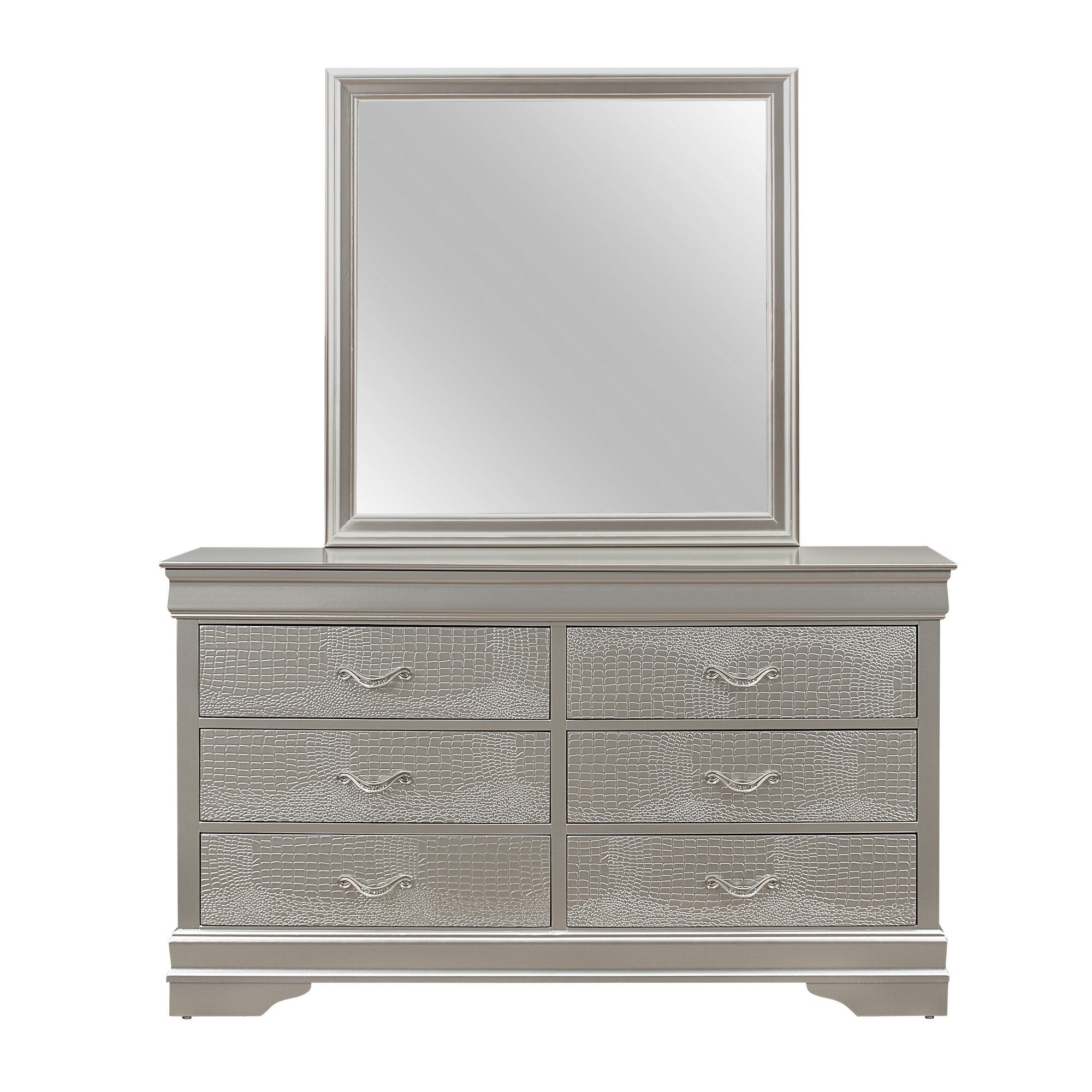 Silver Tone Dresser with 6 Spacious Interior Drawers - - 34188677 - Mycitystee