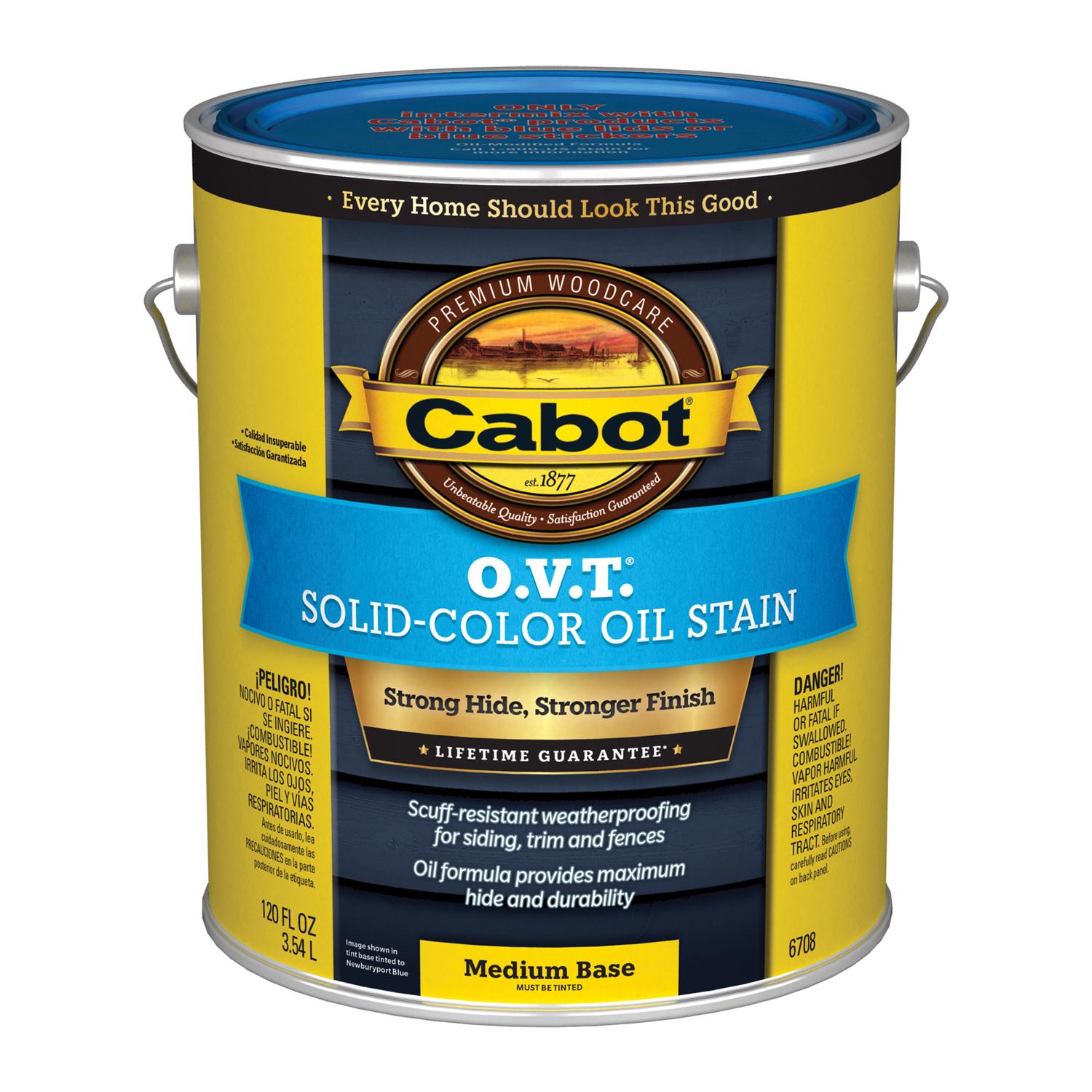 Cabot O.V.T. Low VOC Solid Tintable Medium Base Alkyd Linseed Oil Stain 1 gal - Mycitystee