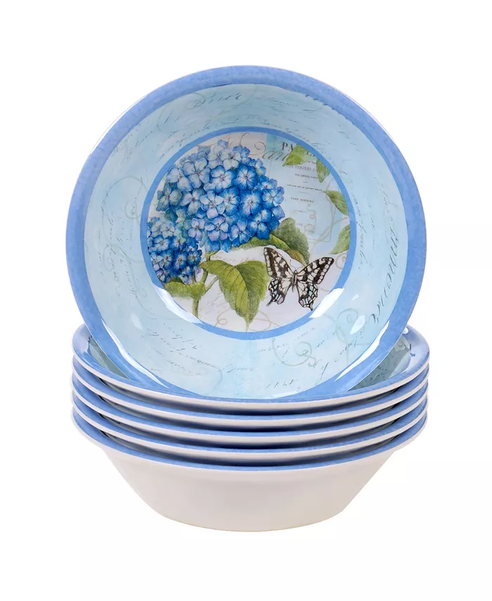Certified International Hydrangea Garden Melamine 6-Pc. All Purpose Bowl Set - Mycitystee