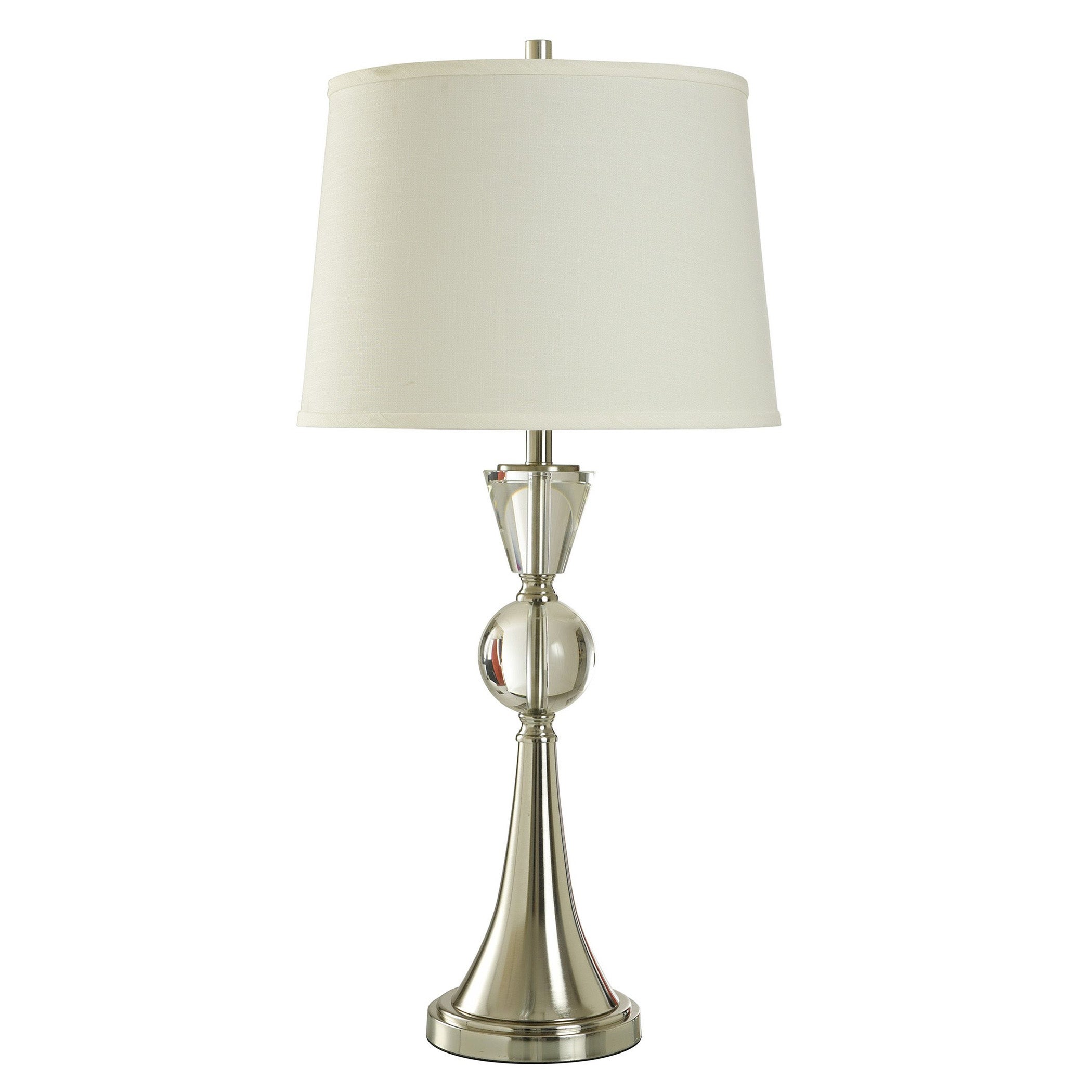 Elegantly Curved Crystal Table Lamp - Flared Base - Off-White Shade - Mycitystee