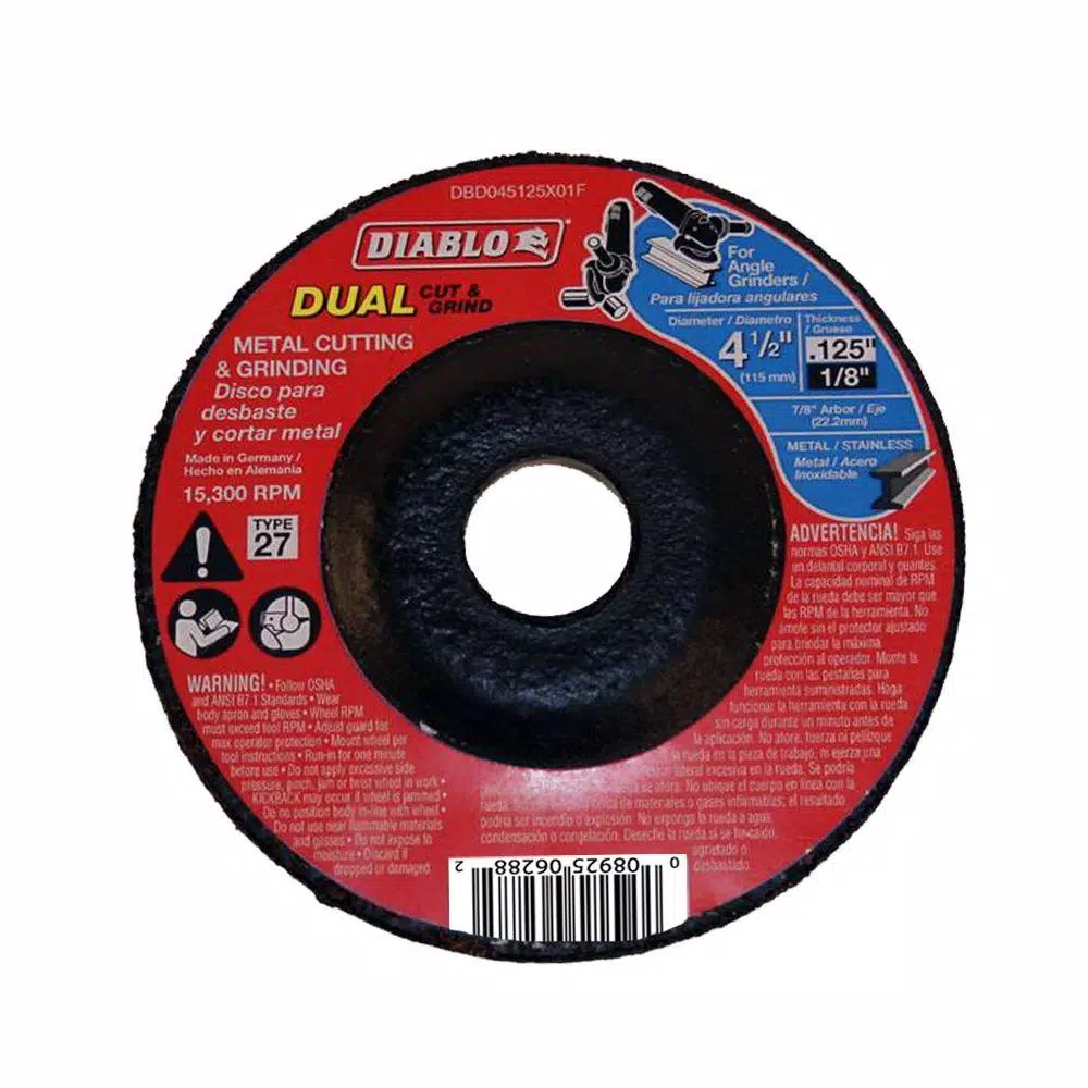 DIABLO 4-1/2 in. x 1/8 in. x 7/8 in. Dual Metal Cutting and Grinding Disc with Type 27 Depressed Center and#8211; XDC Depot - Mycitystee