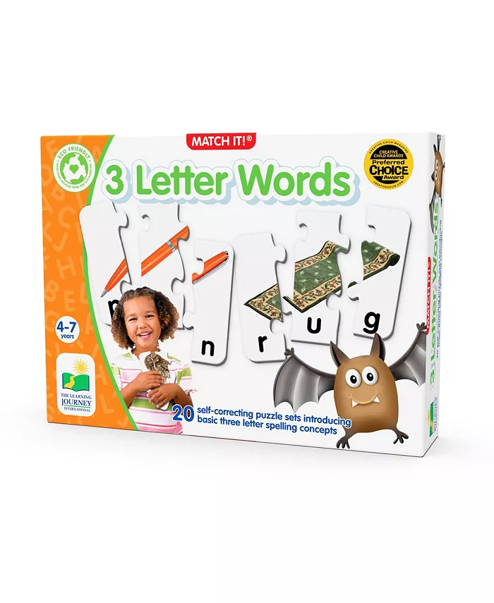 The Learning Journey Match It - 3 Letter Words Set of 20 Self-Correcting Reading Spelling Puzzles with Matching Images - Mycitystee
