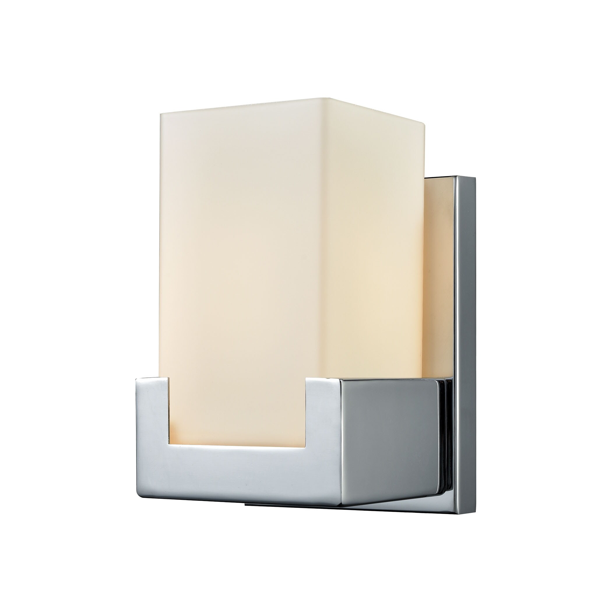 Balcony 1-Light Vanity Sconce in Polished Chrome with Opal White Glass - Mycitystee