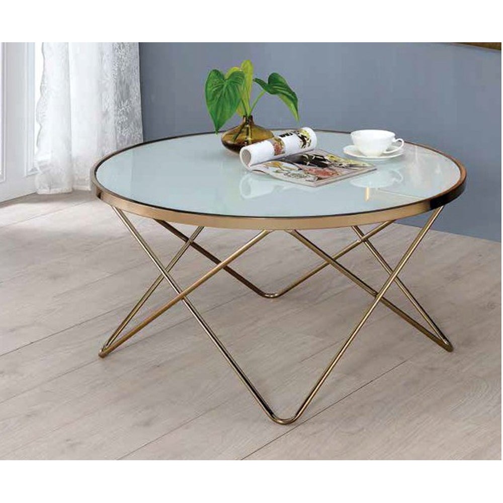 ACME Valora Coffee Table in Champagne and Frosted Glass - Mycitystee