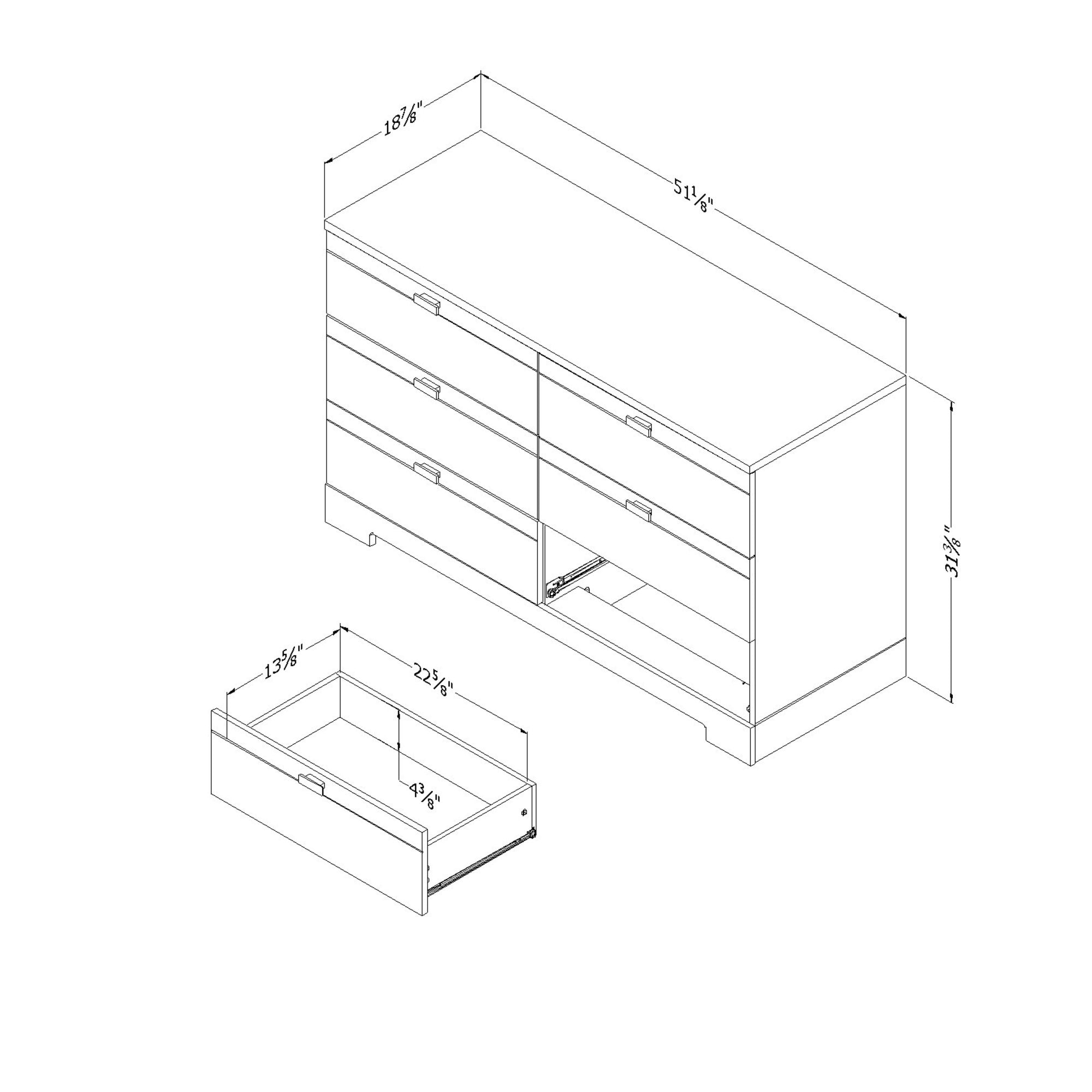 Reevo 6-Drawer Double Dresser， Pure White - - 36139247 - Mycitystee