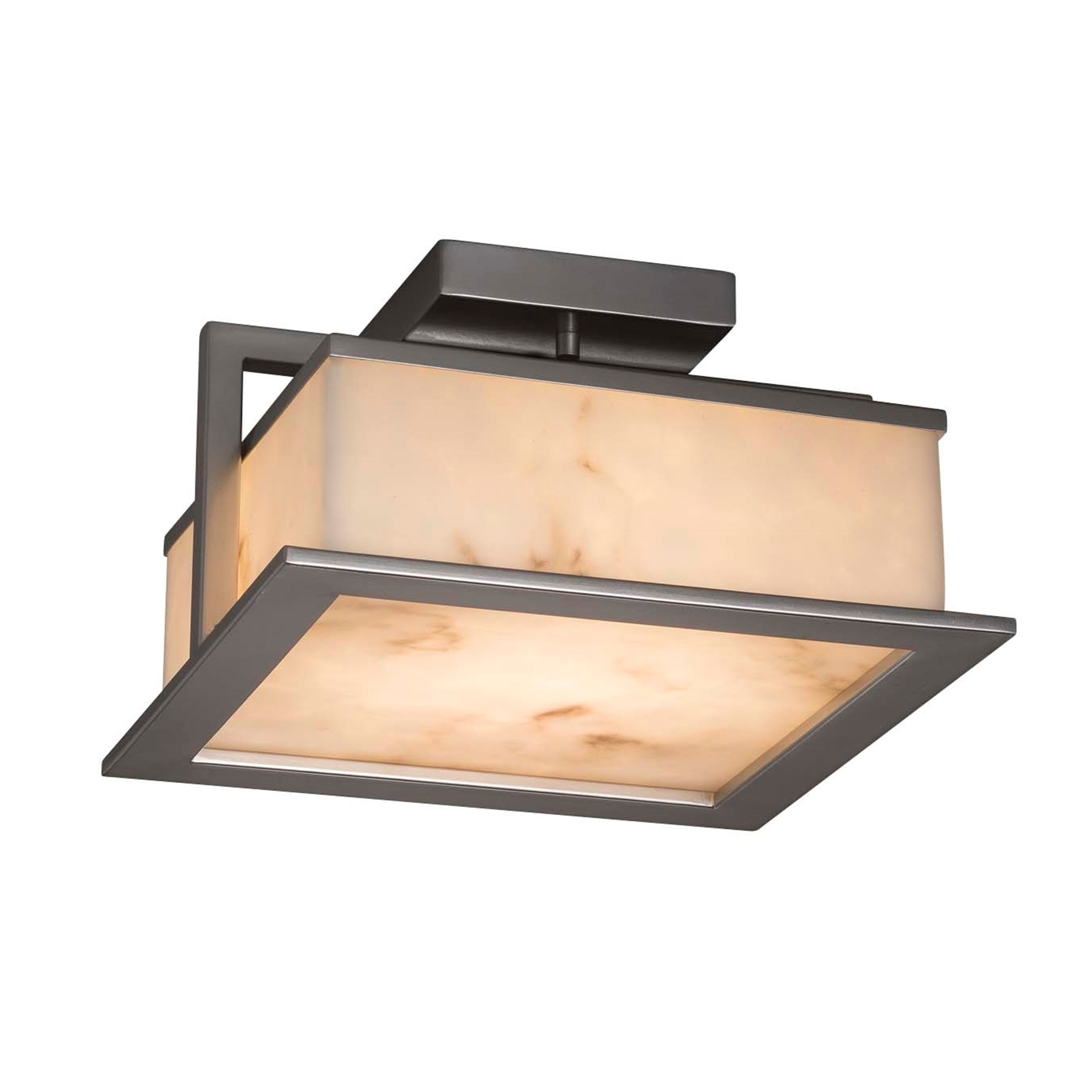 Justice Design LumenAria Laguna Brushed Nickel 12-inch LED Outdoor Flush Mount， Faux Alabaster Shade - Mycitystee