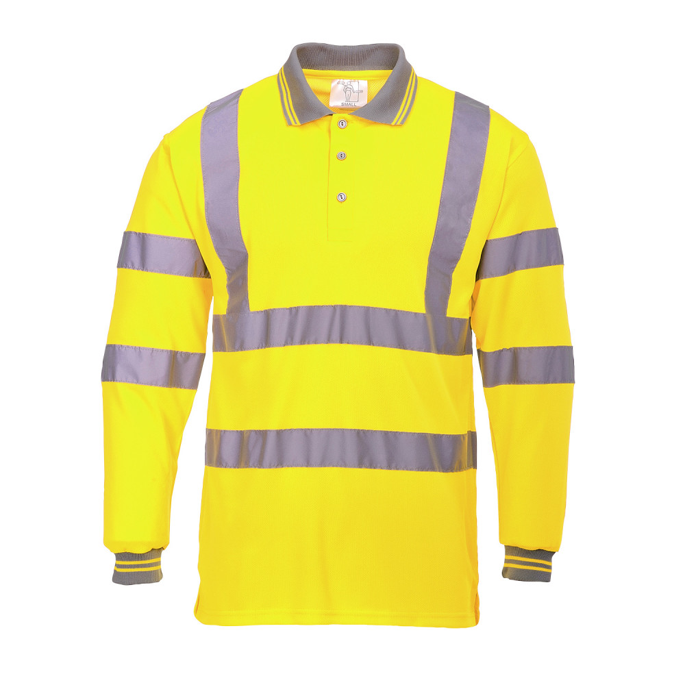 Yellow Hi-Vis Long Sleeved Polo Shirt - Small - Mycitystee