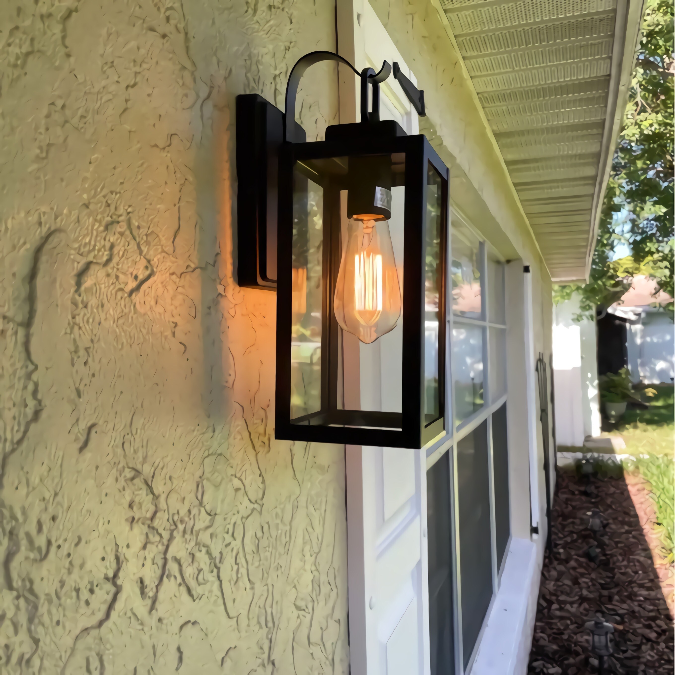 1-set Modern Black Outdoor Wall Light Square Glass Sconce Shopping - The Best Deals on Outdoor Wall Lanterns | 39367999 - Mycitystee