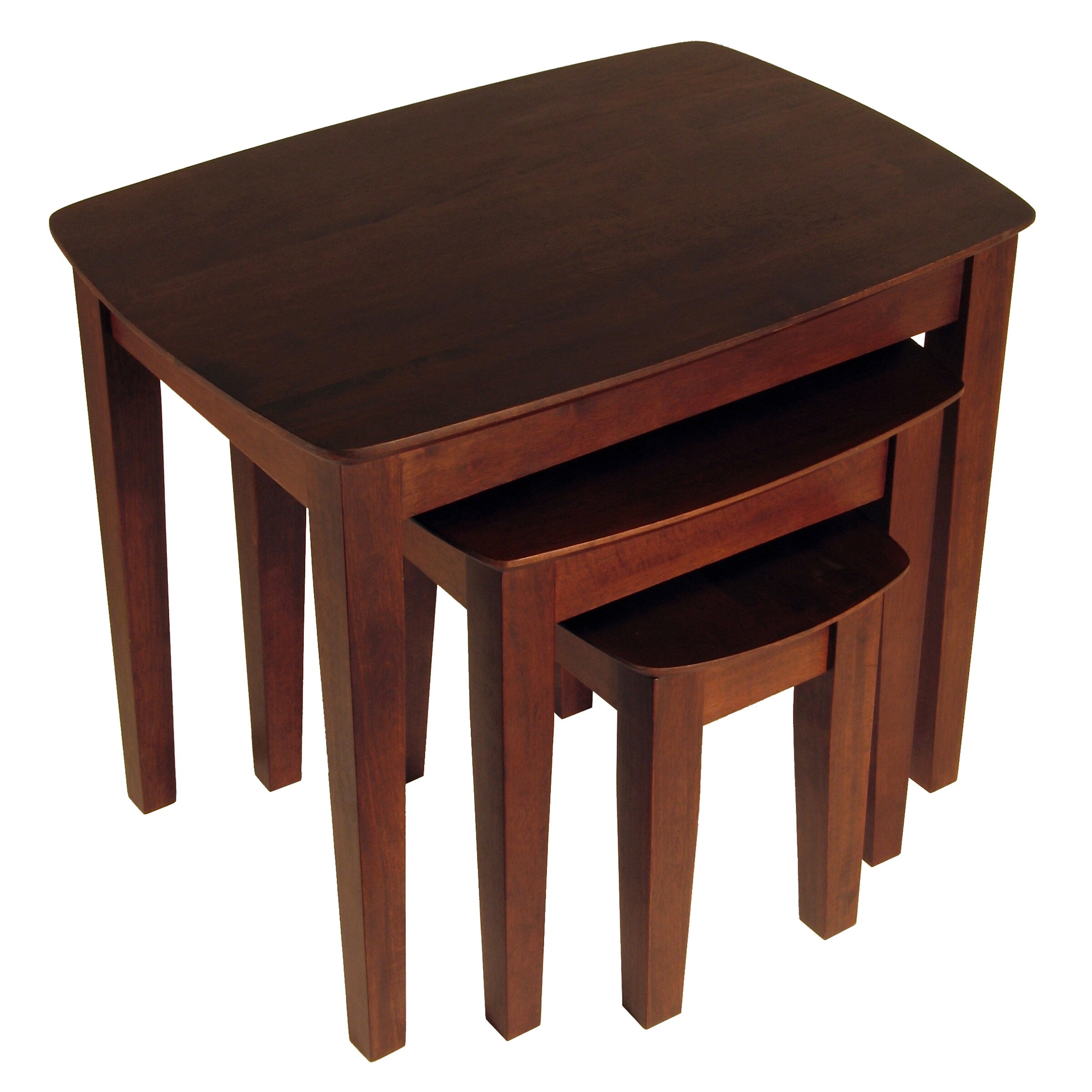 Wood Bradley 3-Pc Nesting Table Set， Walnut Finish - Mycitystee