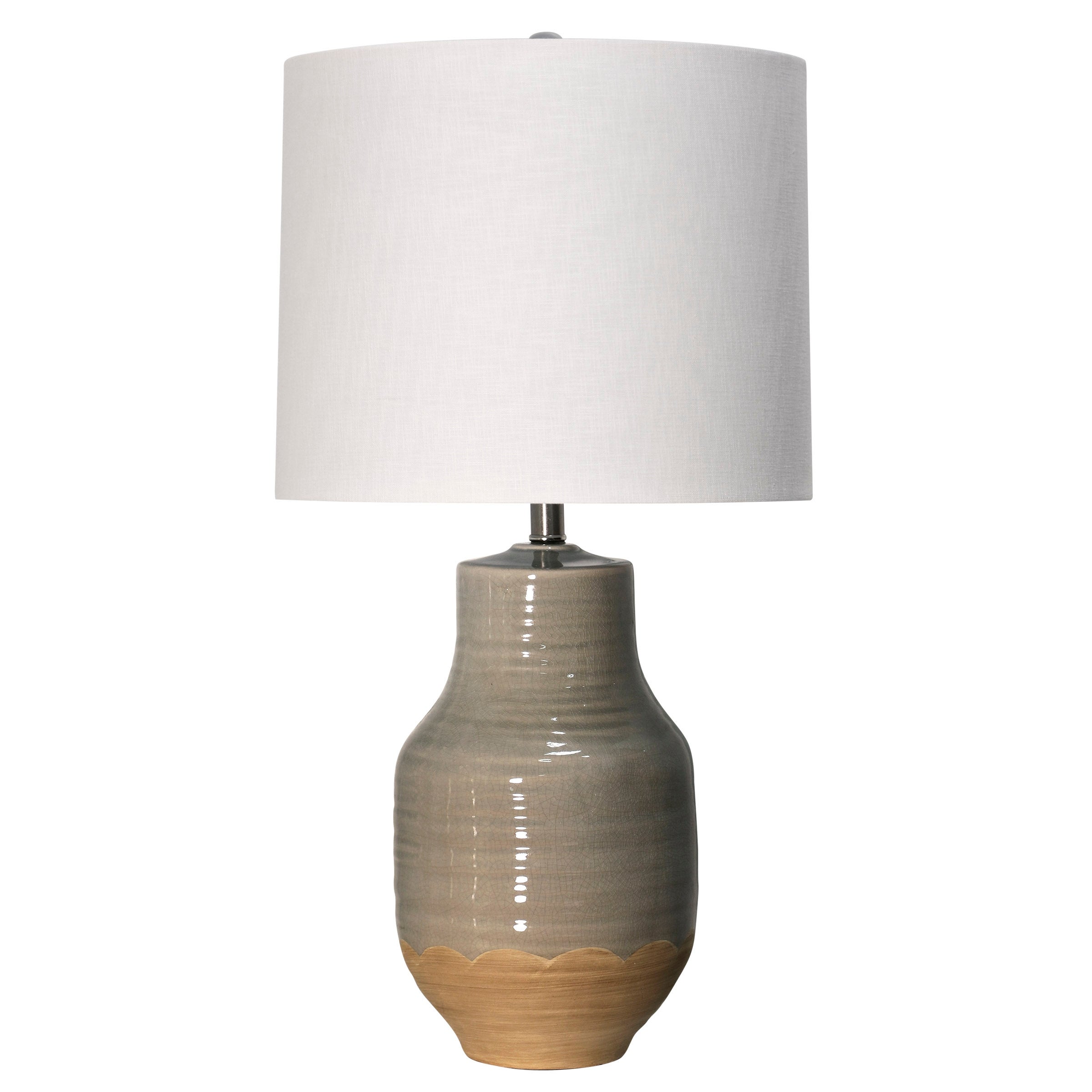 StyleCraft Prova Ceramic Gray Table Lamp - White Hardback Fabric Shade - Mycitystee